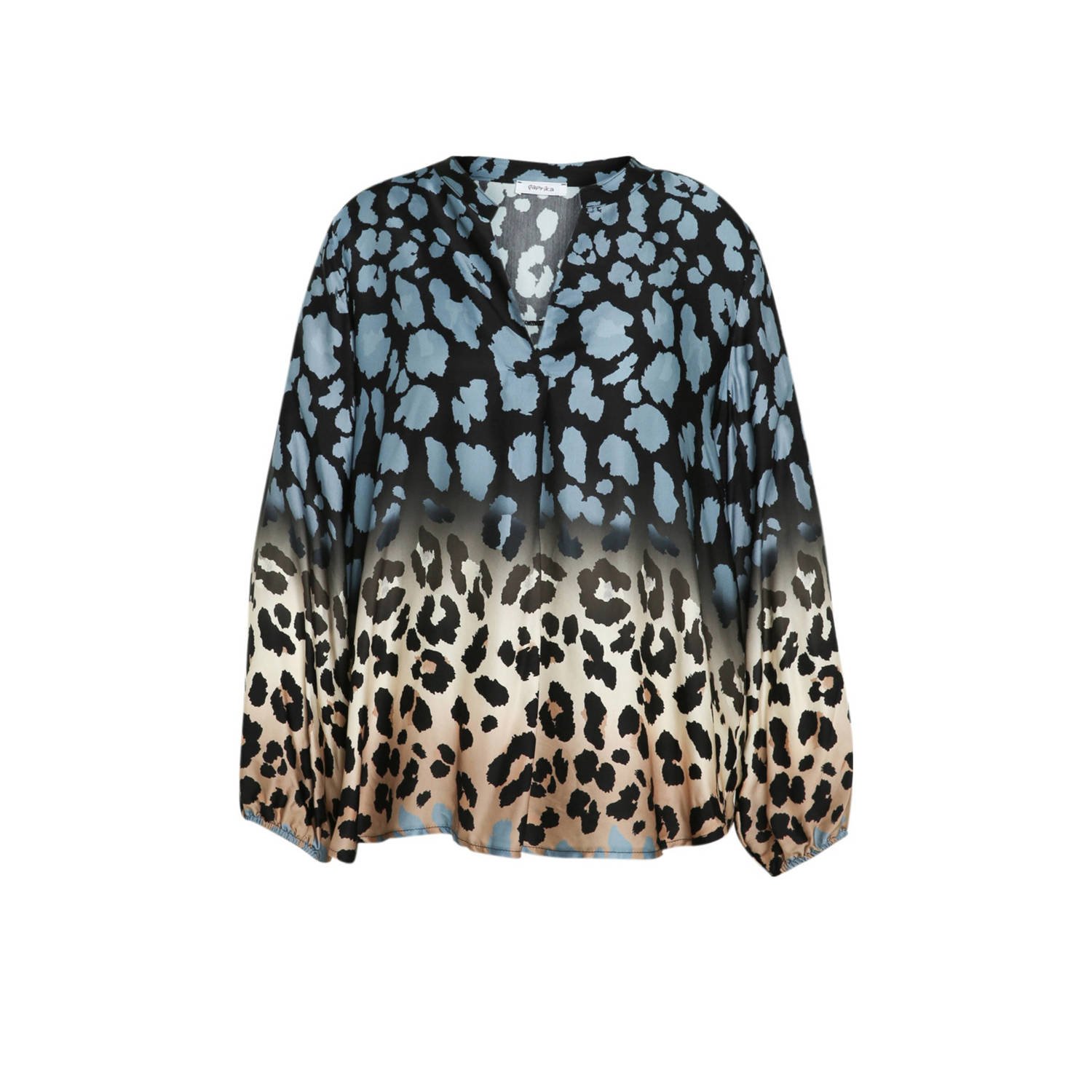 Paprika blouse met dierenprint blauw multi