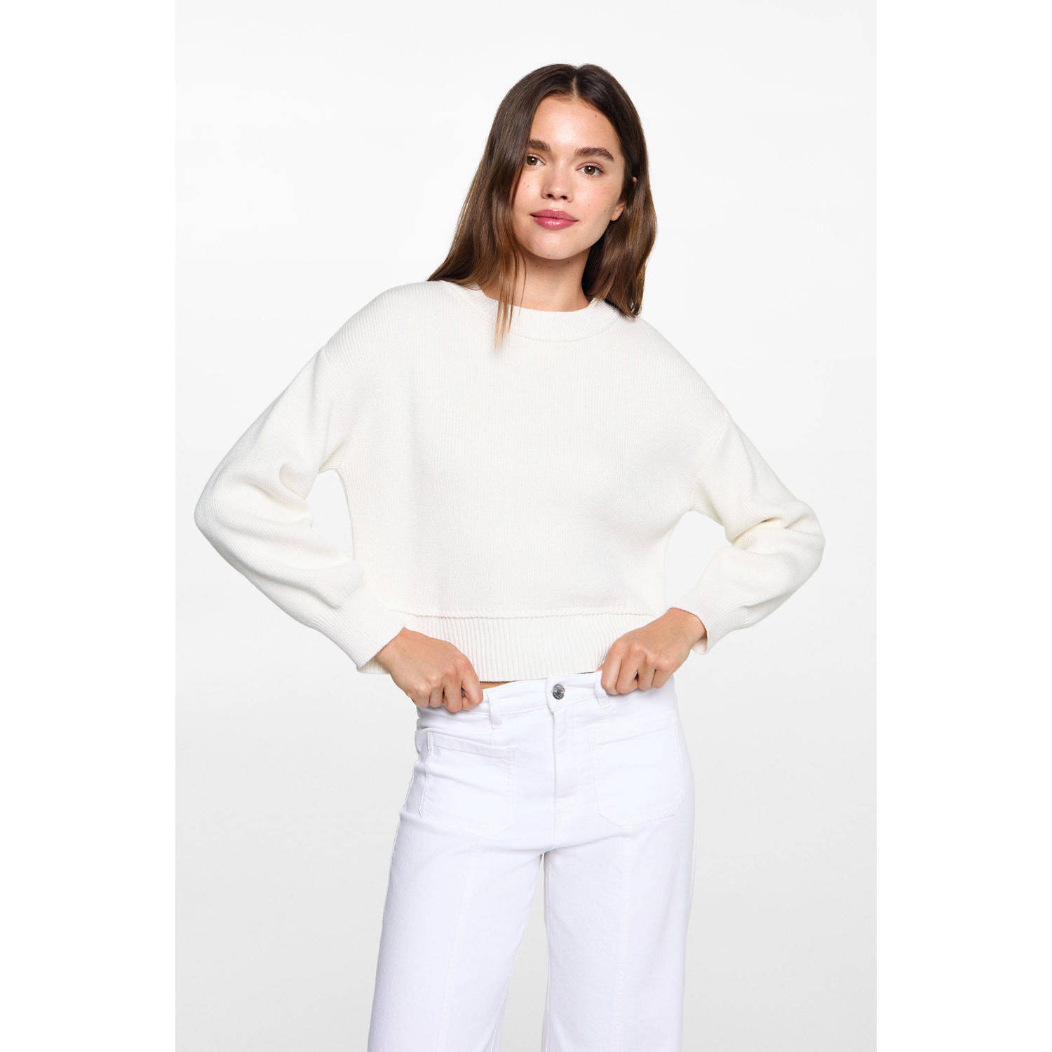 MANGO TEEN gebreide trui wit