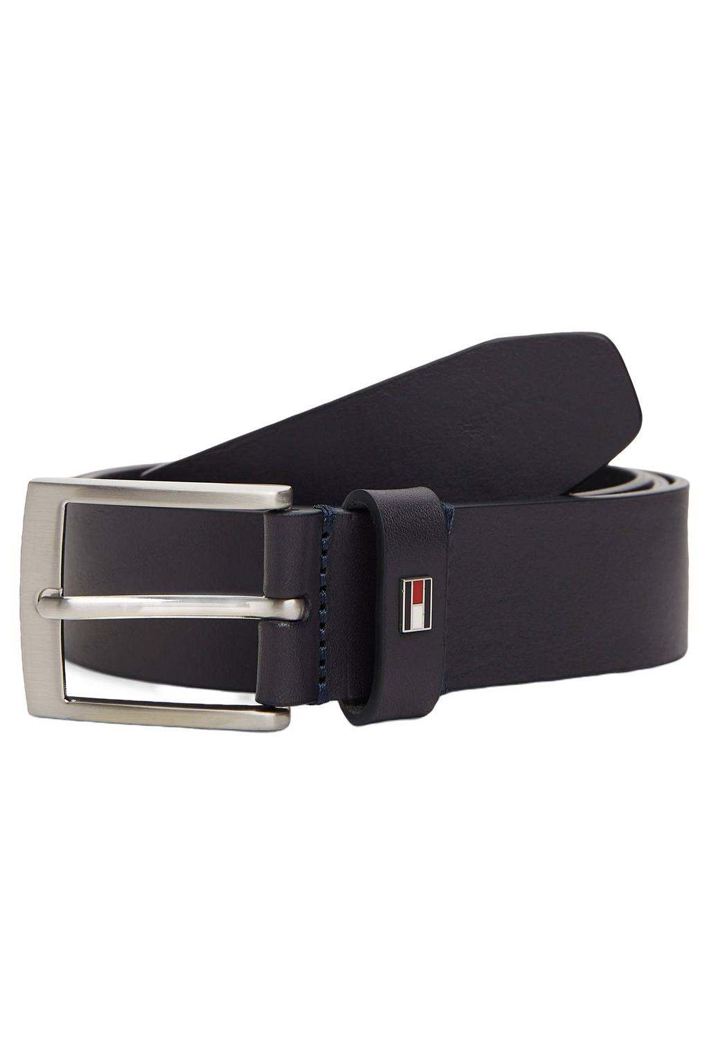 Tommy Hilfiger leren riem Adan donkerblauw