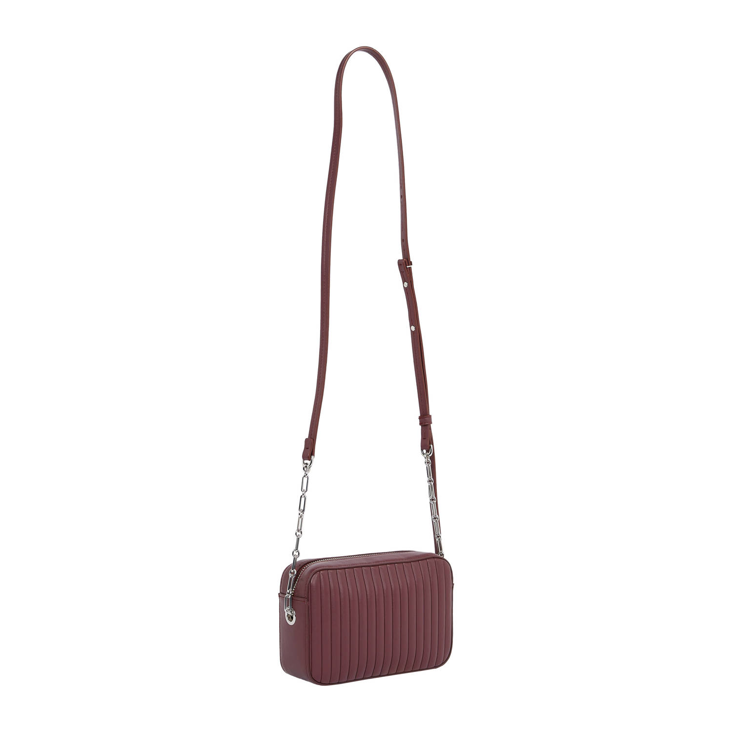 Calvin Klein doorgestikte crossbody tas donkerrood