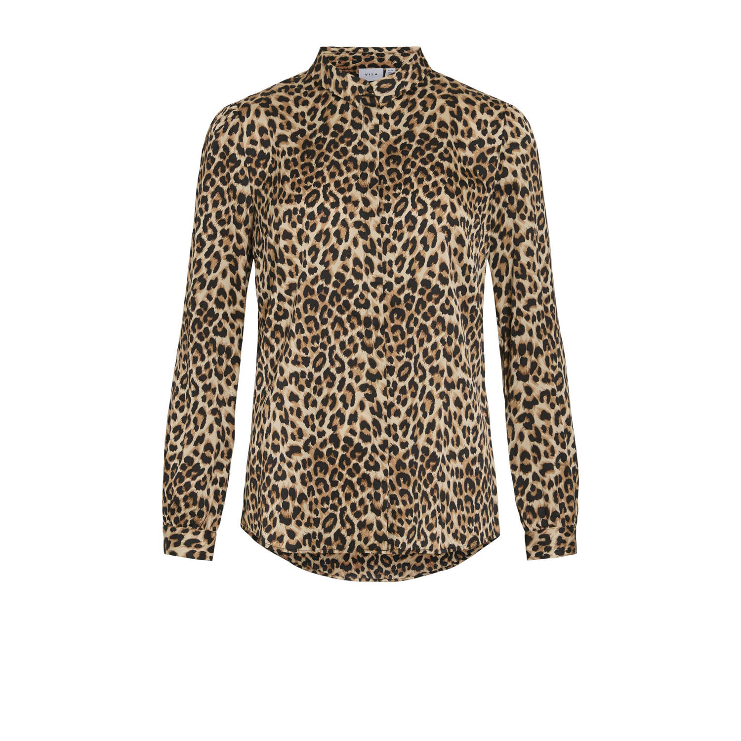 VILA blouse VIELLETTE met panterprint bruin