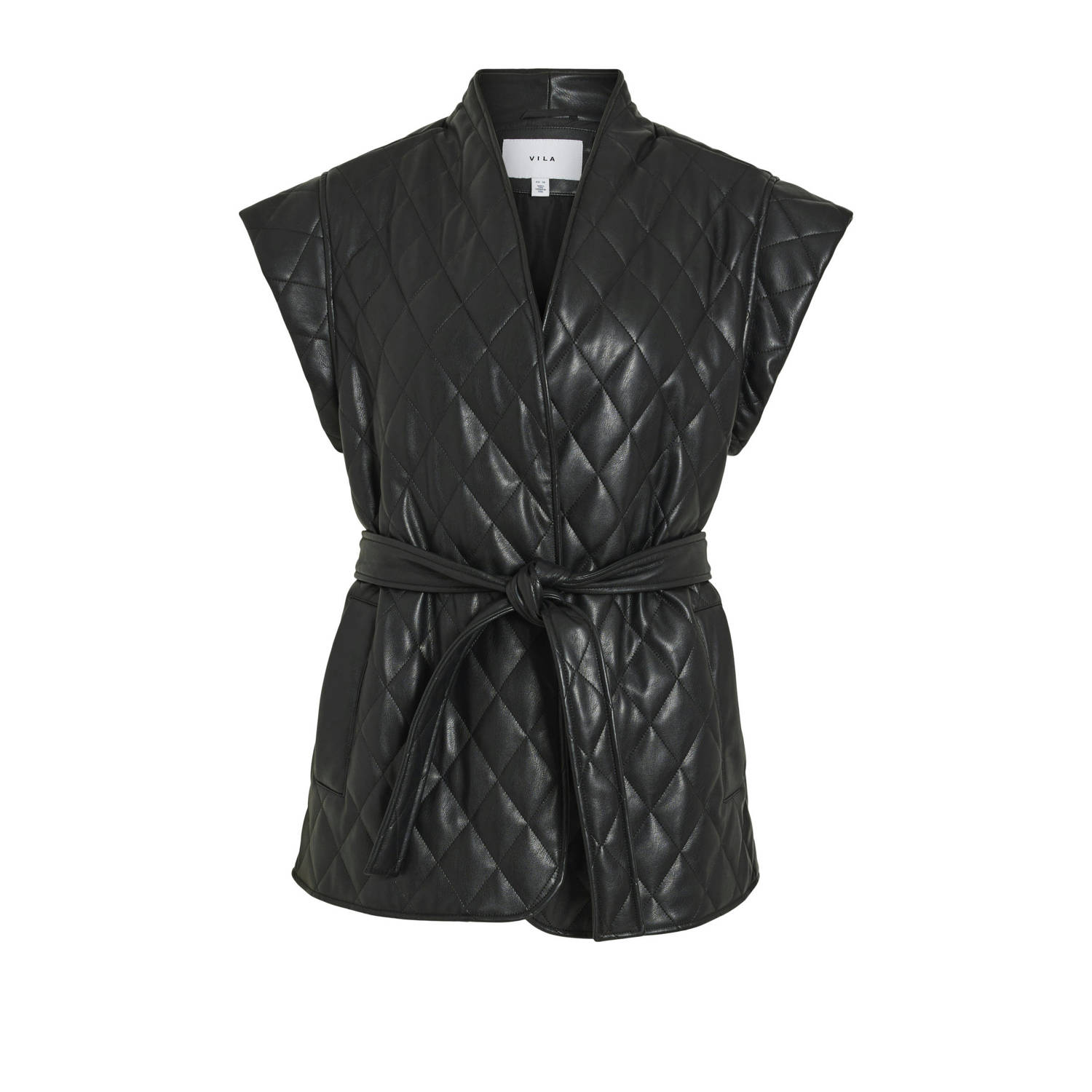VILA coated gilet zwart