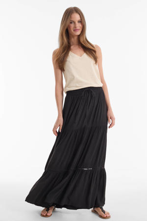 maxi crinkle rok zwart
