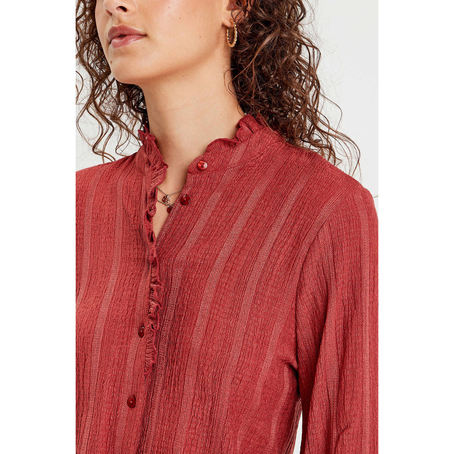 Cache blouse met ruches rood