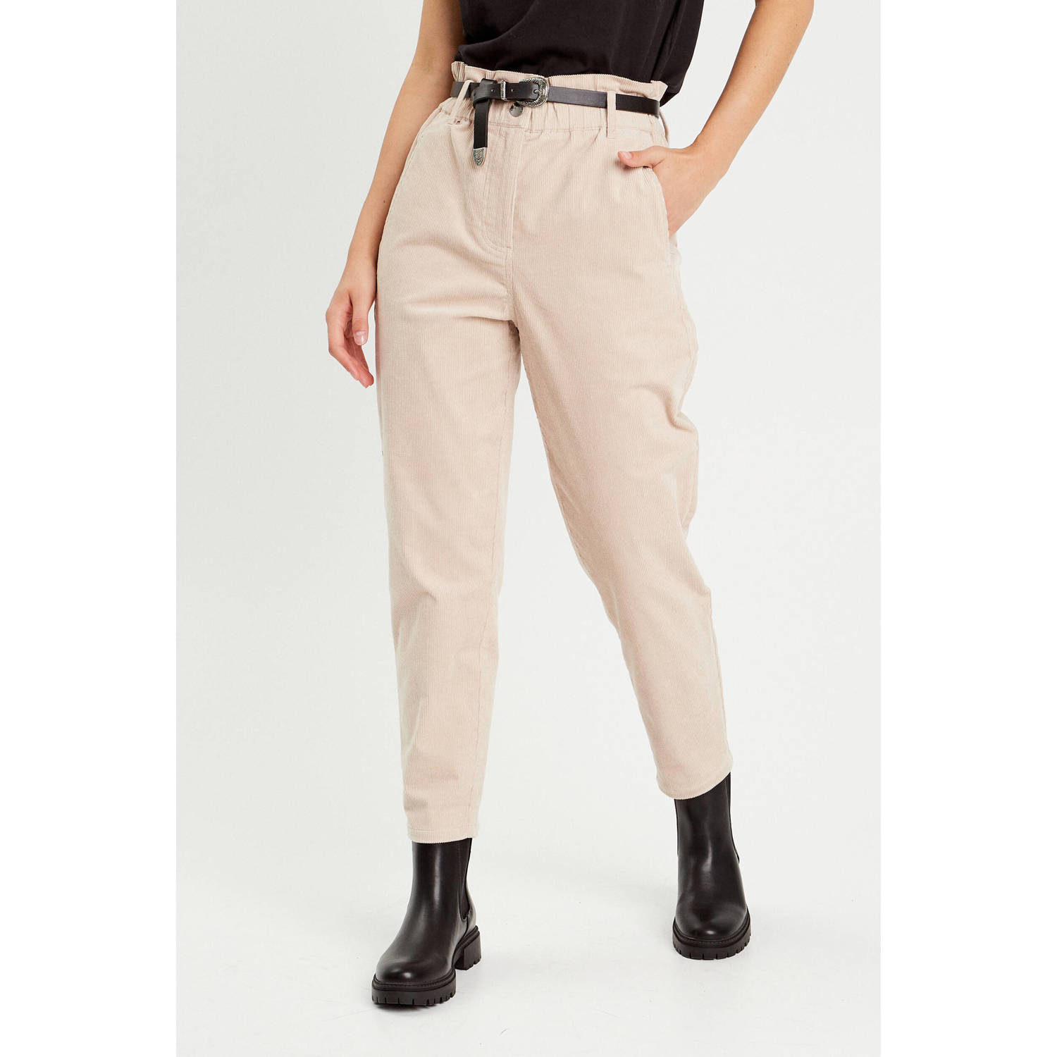 Cache high waist mom broek zand