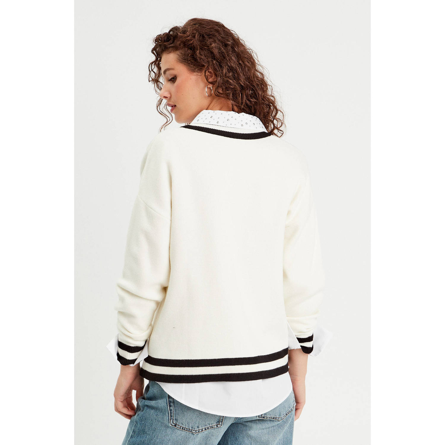 Cache vest ecru donker blauw