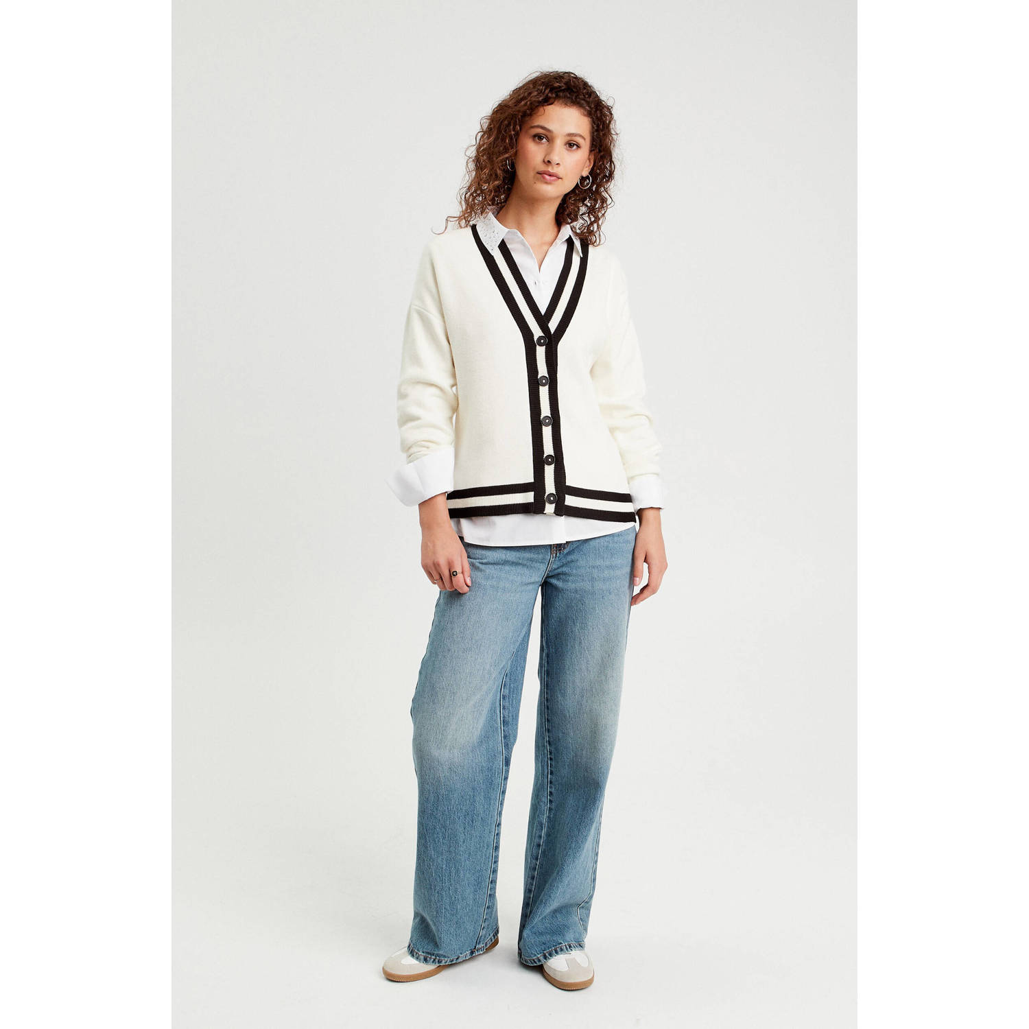 Cache vest ecru donker blauw