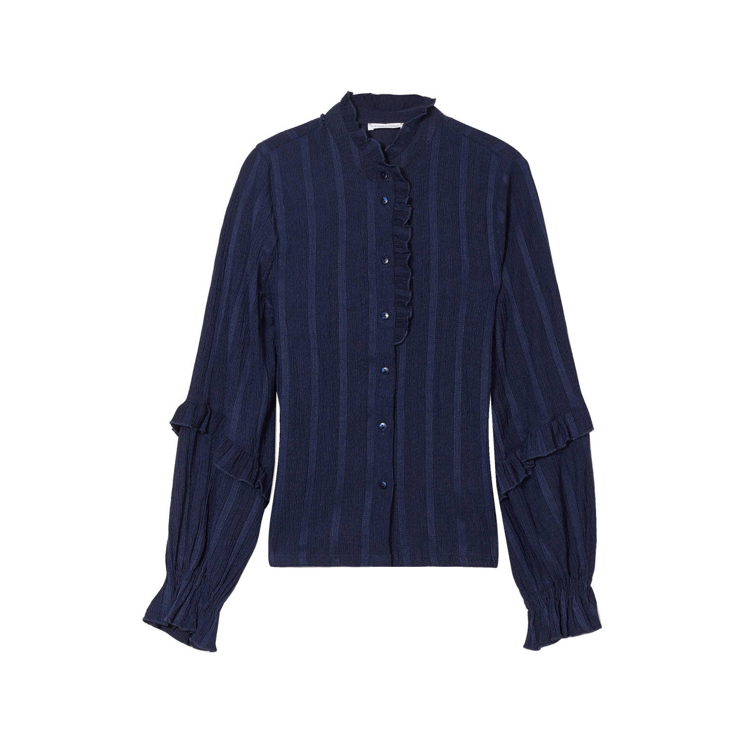 Cache blouse met ruches marine