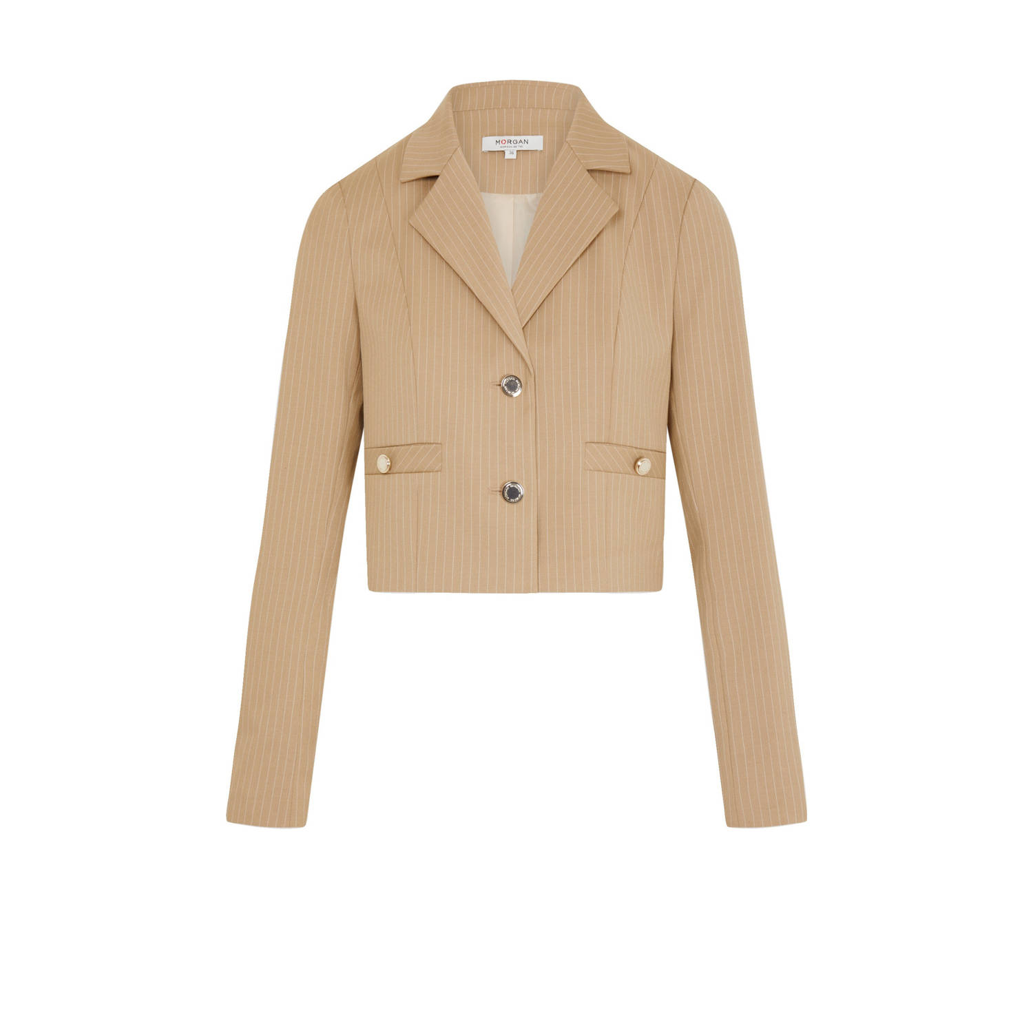 Morgan cropped blazer met krijtstreep beige ecru