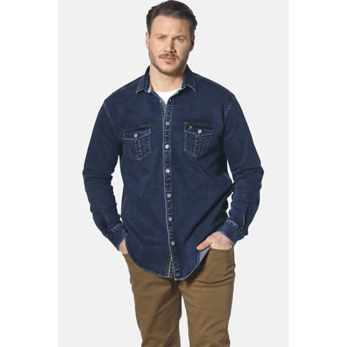 Jan Vanderstorm +FIT Collectie regular fit denim overshirt OLAVIK Plus Size donkerblauw afbeelding