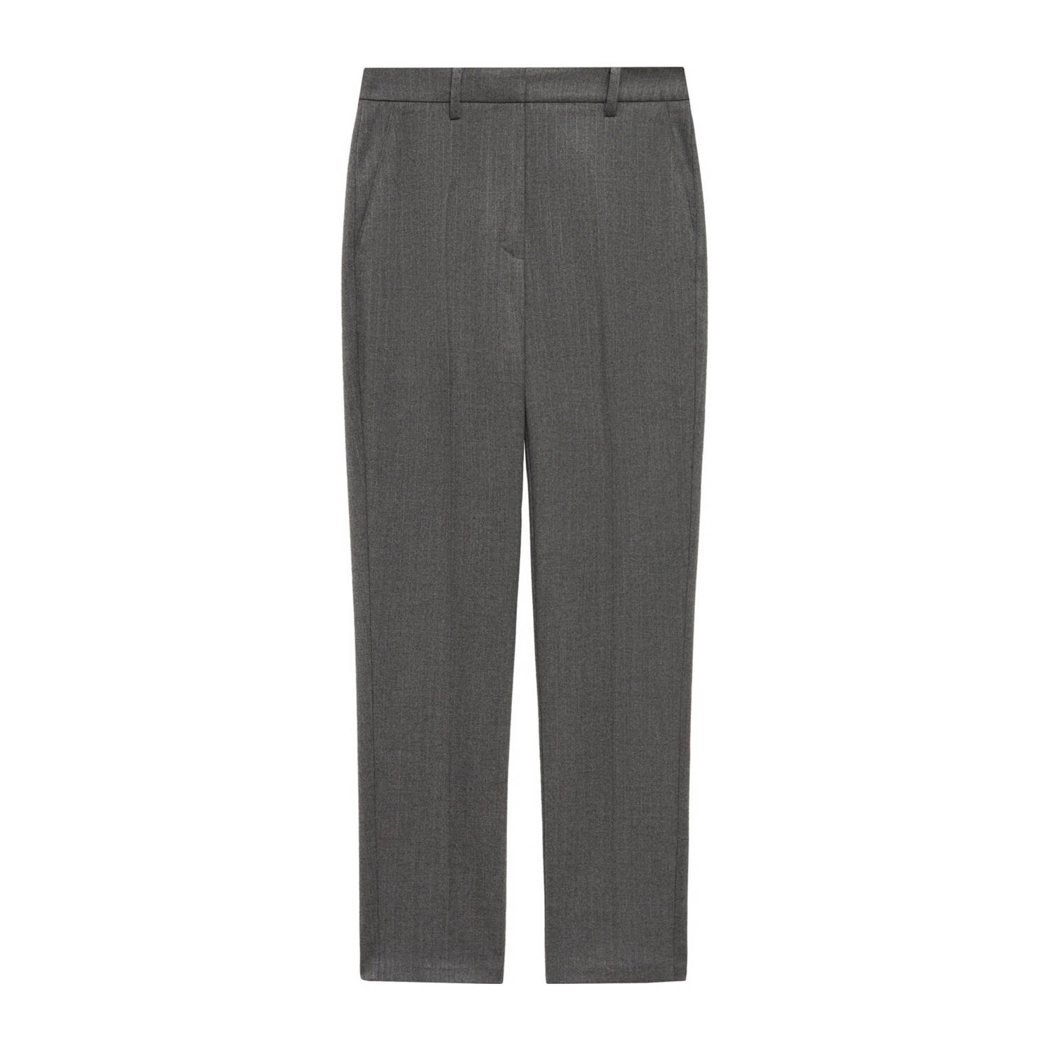 Mango tapered fit broek met pied-de-poule grijs