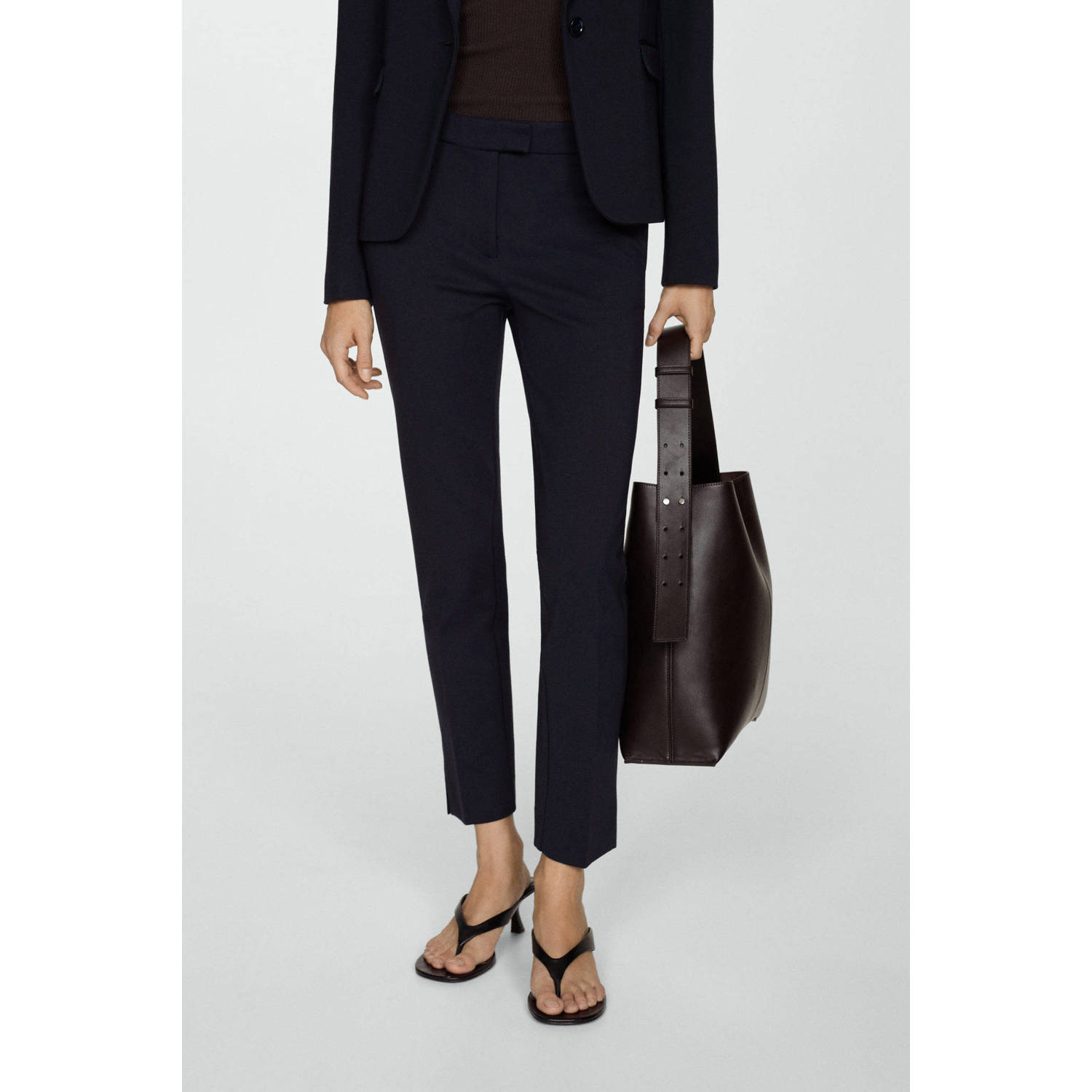 Mango slim fit broek donkerblauw