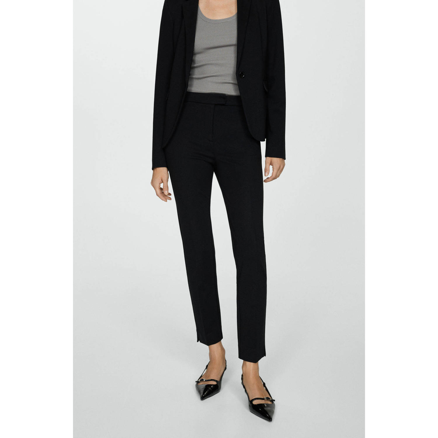 Mango slim fit broek zwart