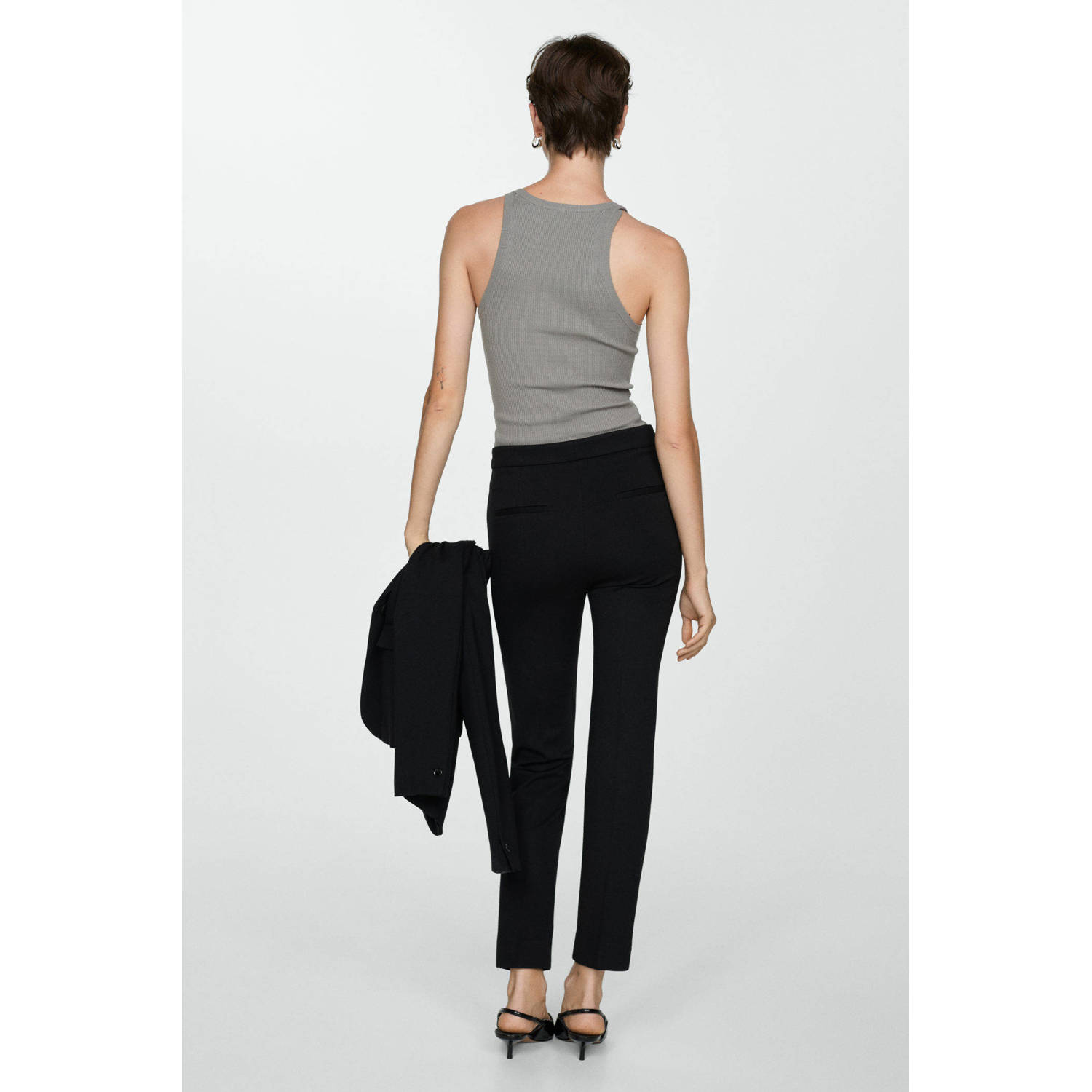 Mango slim fit broek zwart