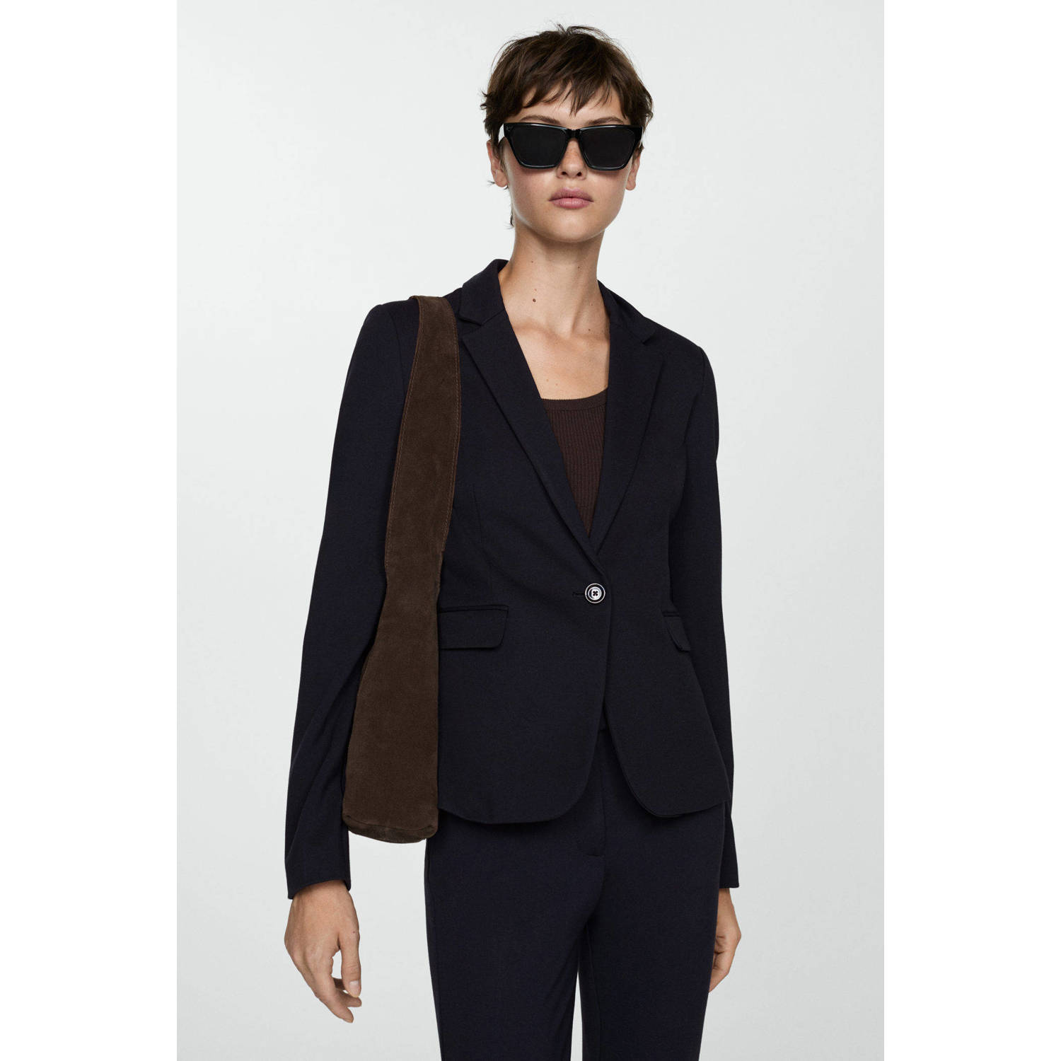 Mango rechtvallende blazer marine