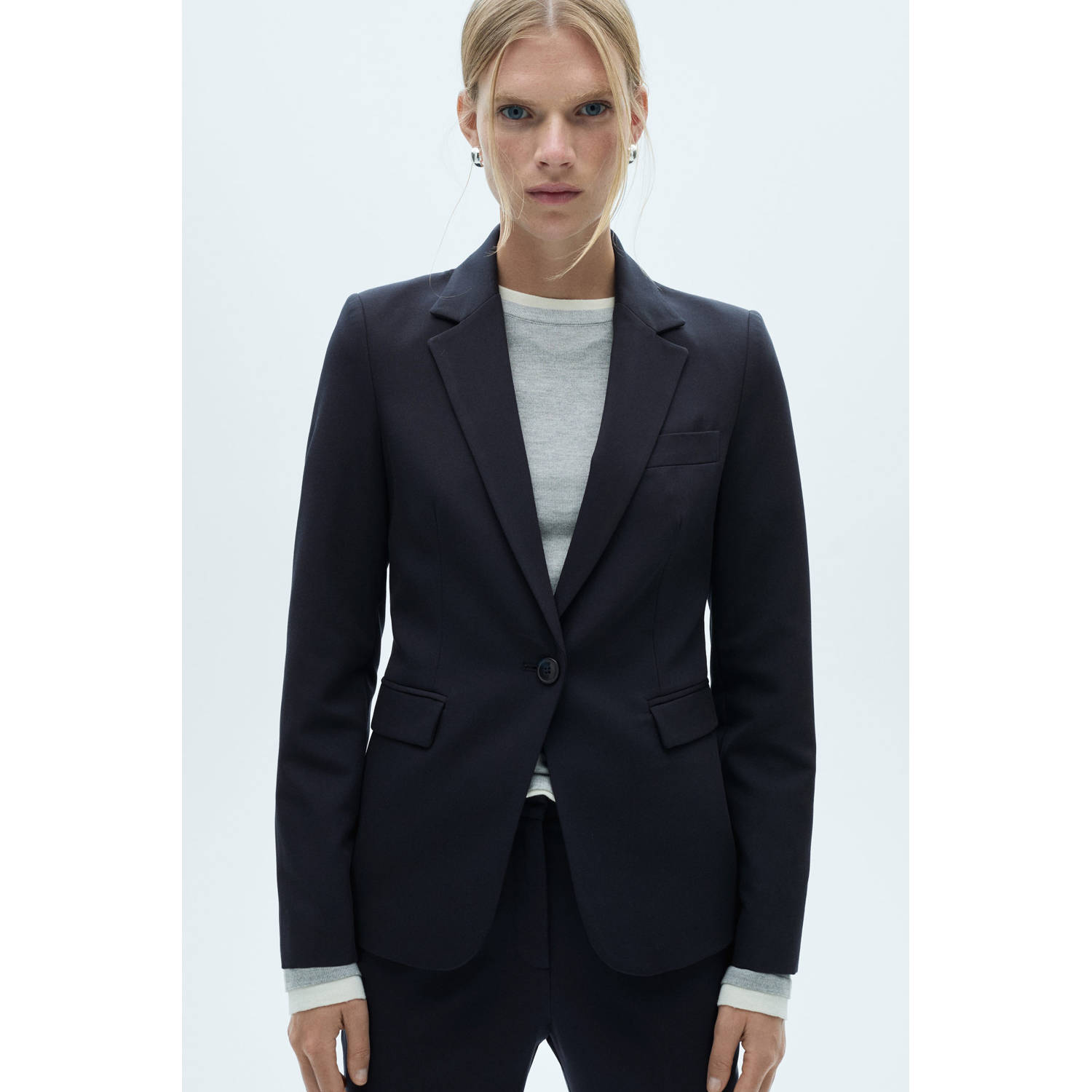 Mango regular blazer donkerblauw