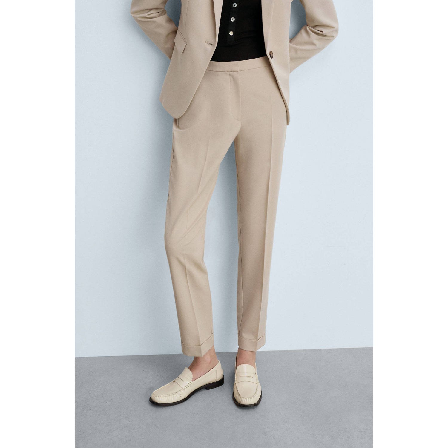 Mango high waist slim fit pantalon beige