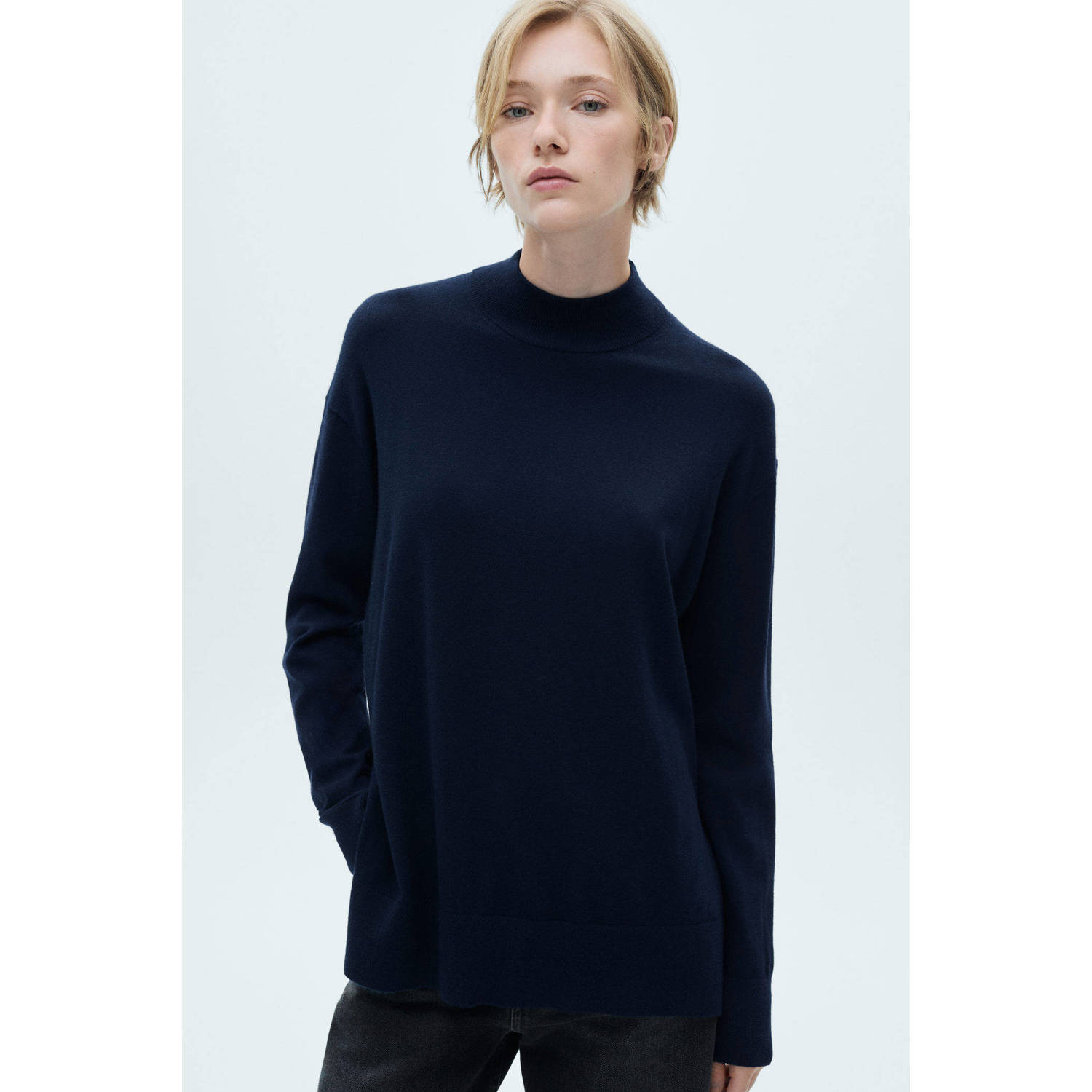 Mango gebreide trui donkerblauw