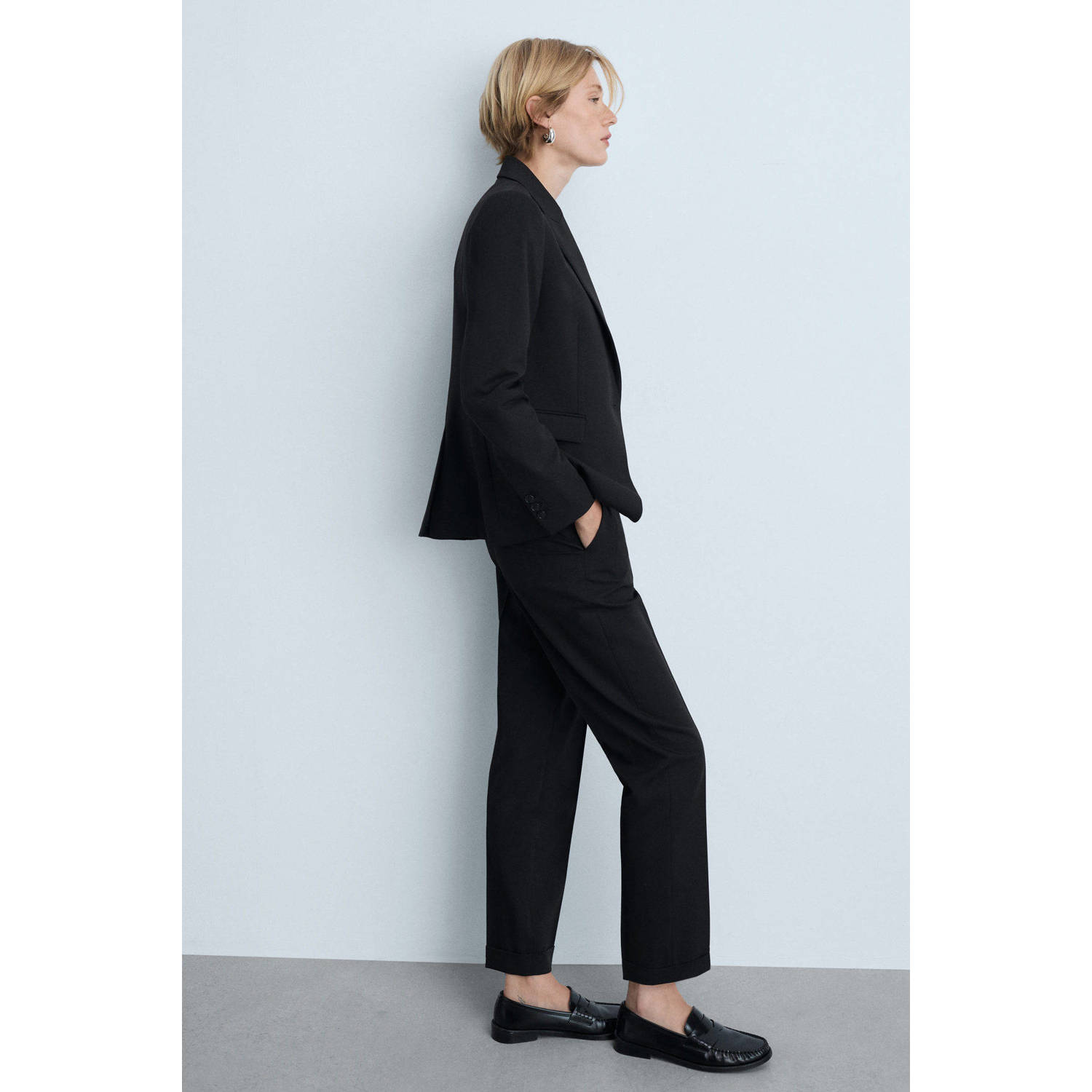 Mango high waist slim fit pantalon zwart