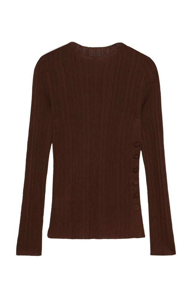 Mango gebreide trui donkerbruin wehkamp