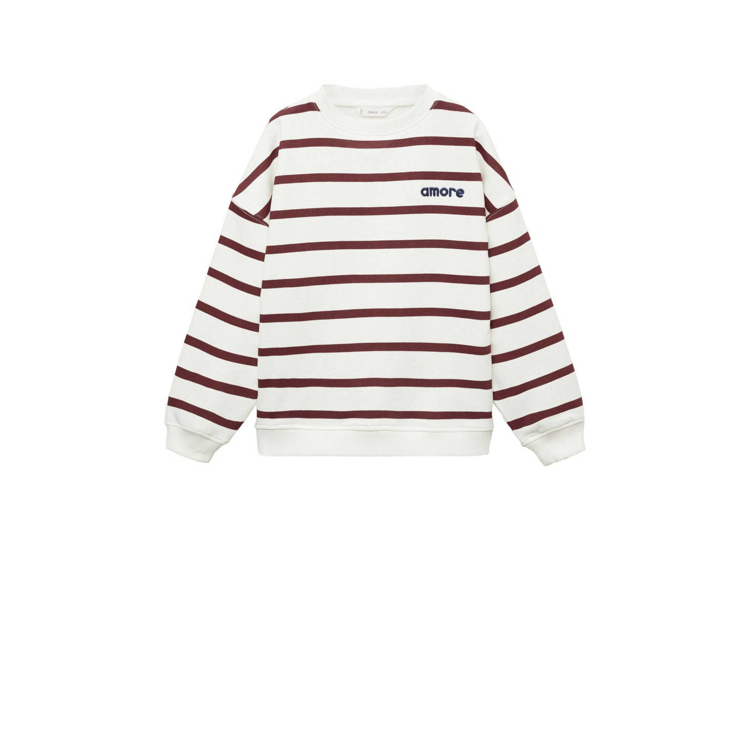 Mango Kids gestreepte sweater naturel wit rood