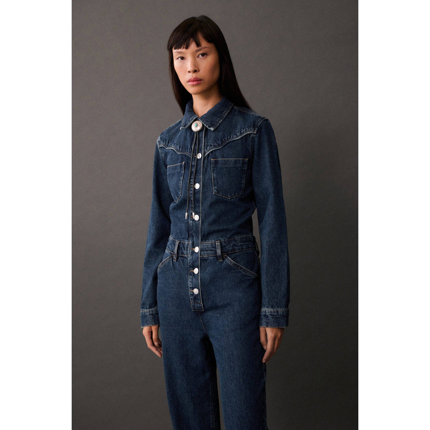 Mango jumpsuit dark blue denim
