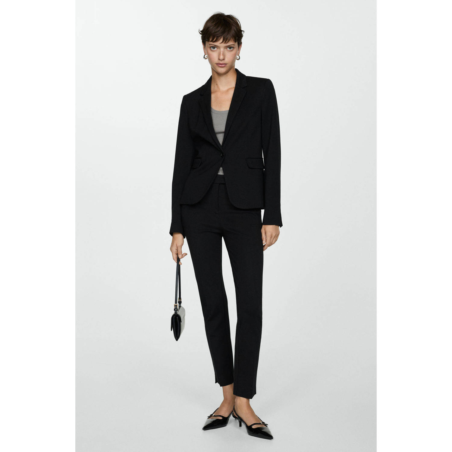Mango rechtvallende blazer zwart