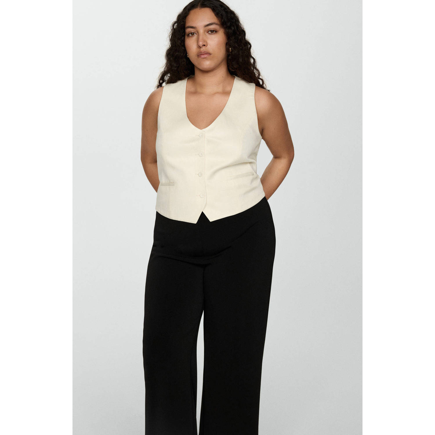 Mango straight fit broek zwart