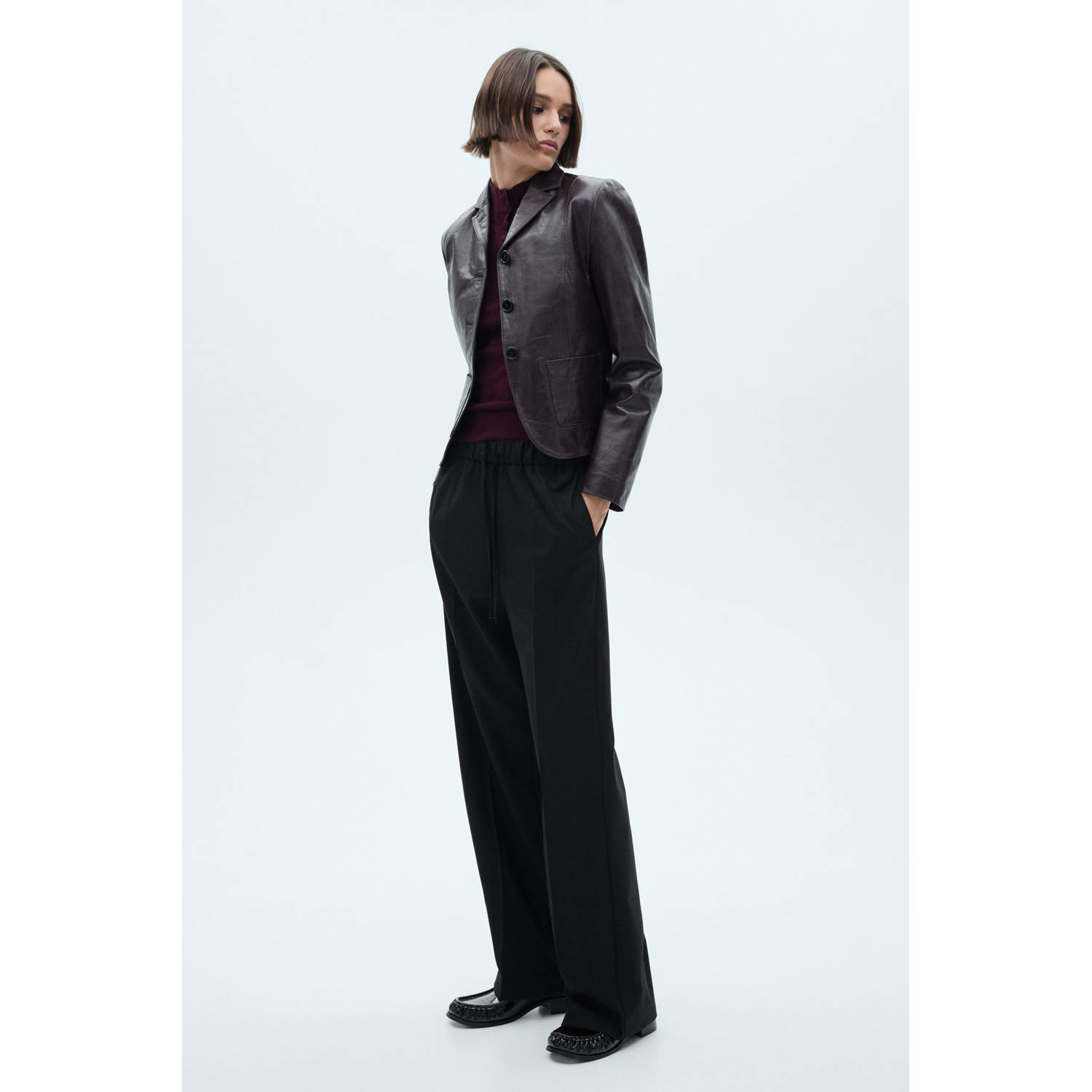 Mango wide leg broek zwart
