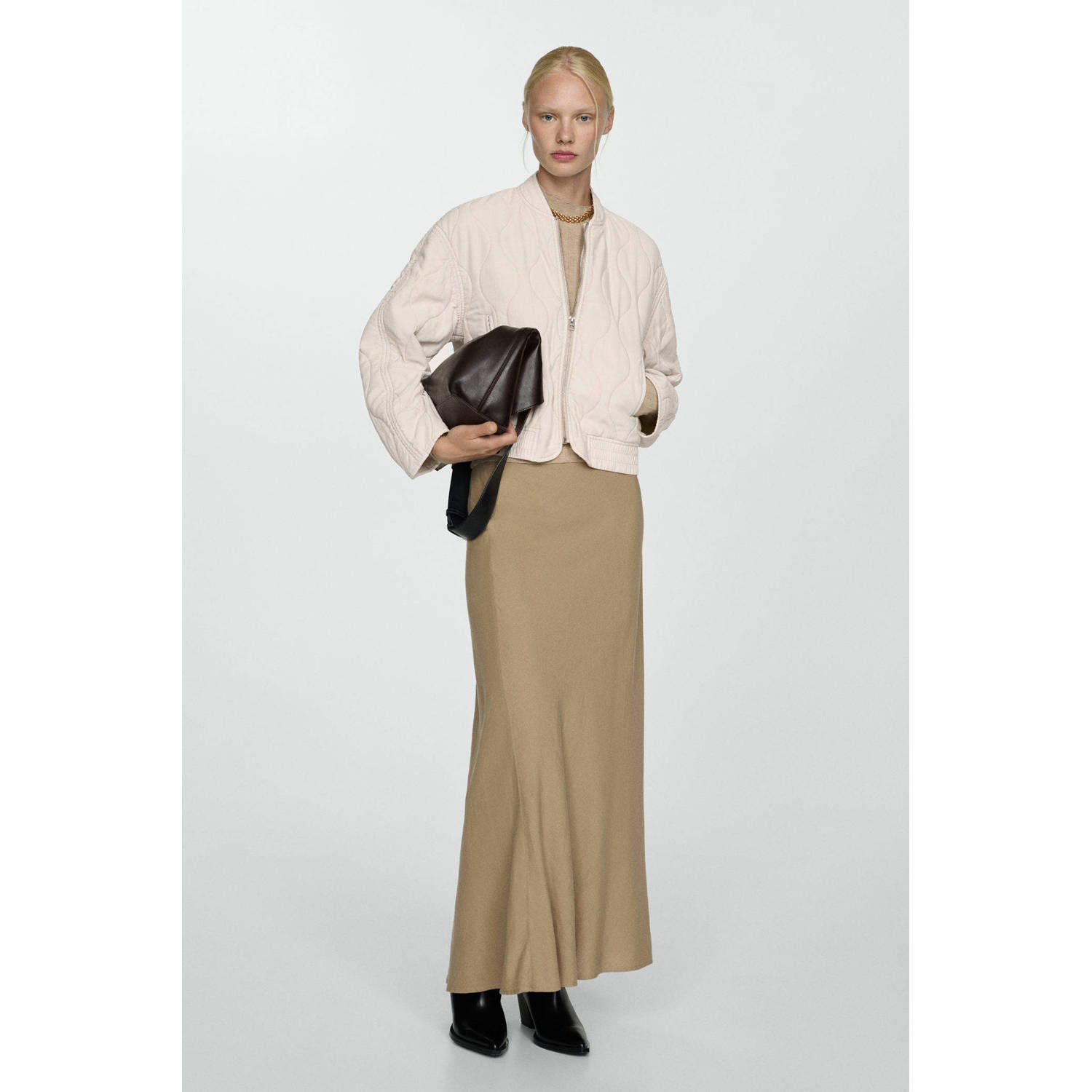 Mango quilted jasje ecru