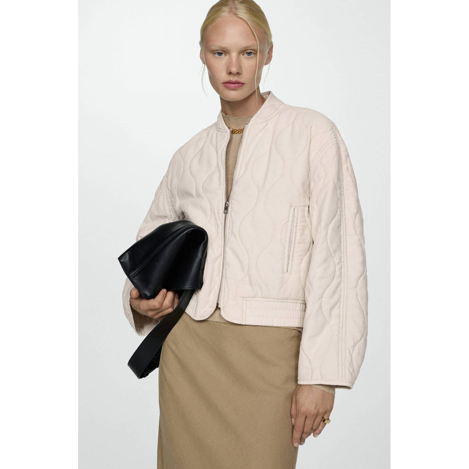 Mango quilted jasje ecru