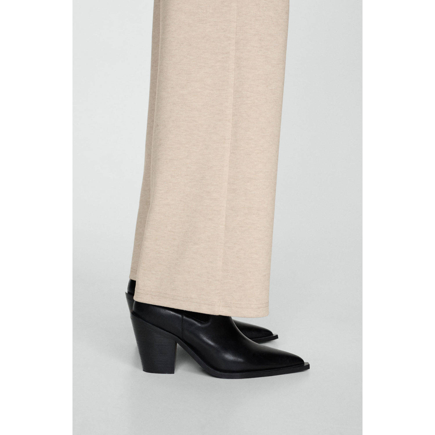 Mango wide leg broek lichtbeige