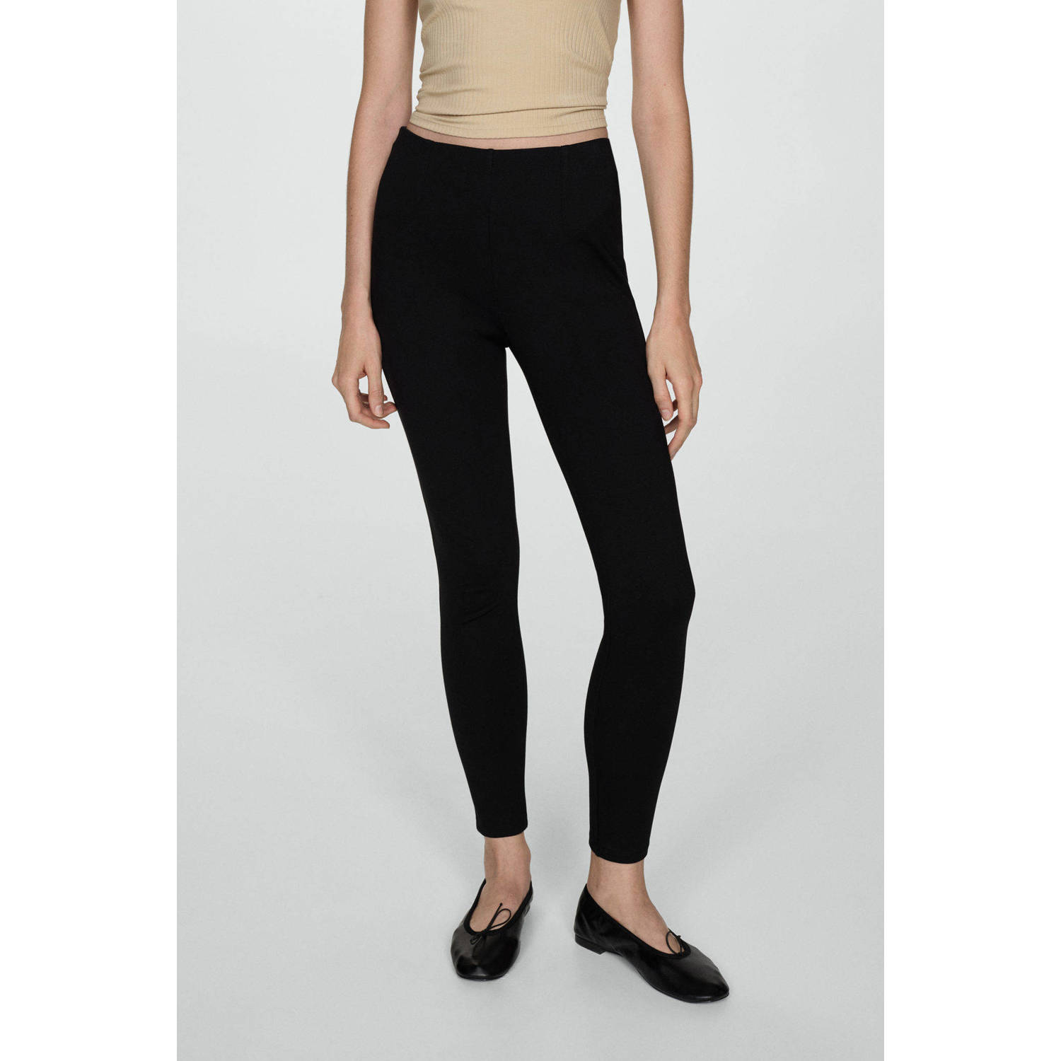 Mango aansluitend regular waist legging zwart