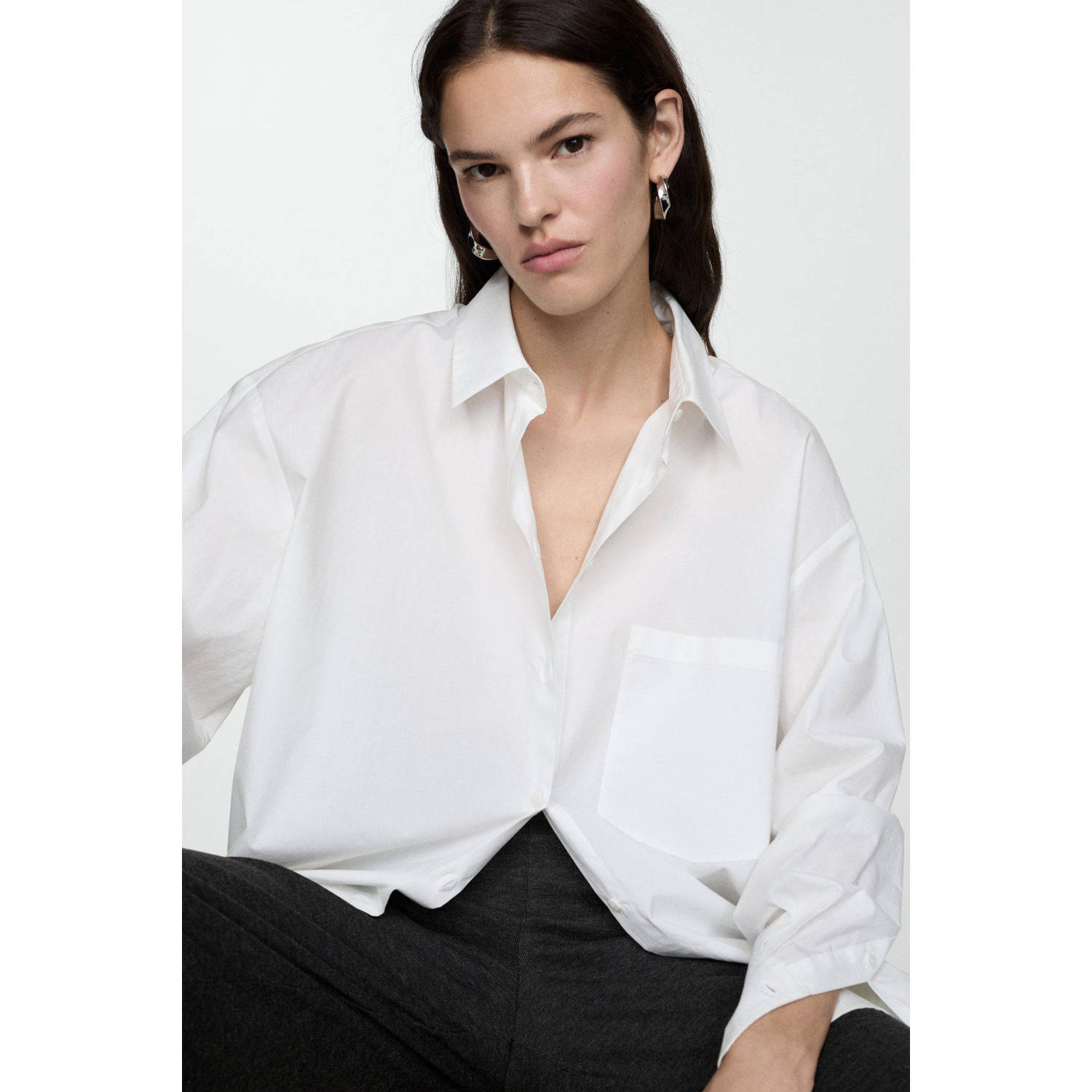 Mango wide leg broek antraciet