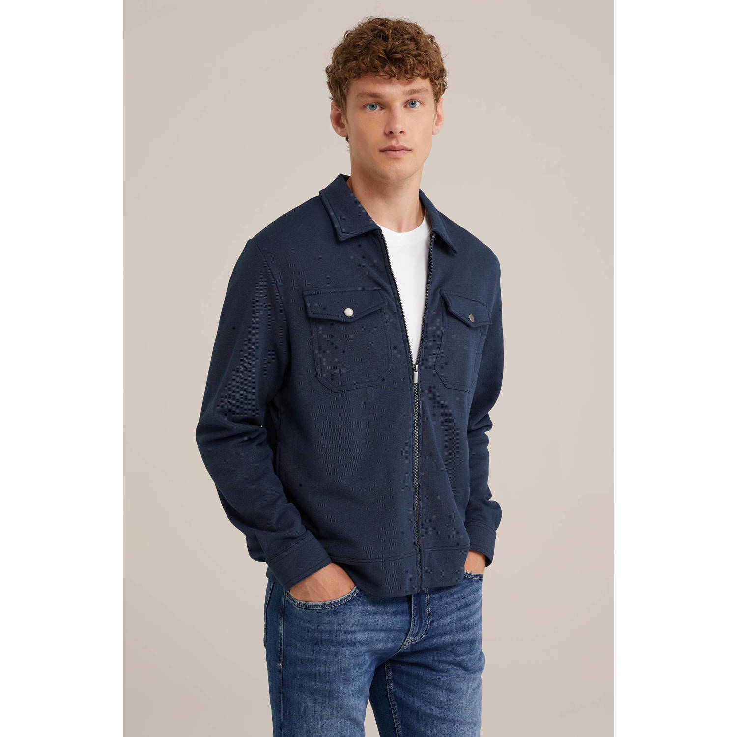 WE Fashion gebreid vest donkerblauw