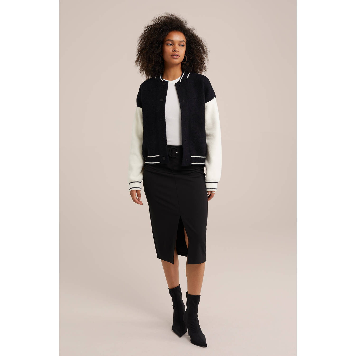 WE Fashion jersey kokerrok zwart