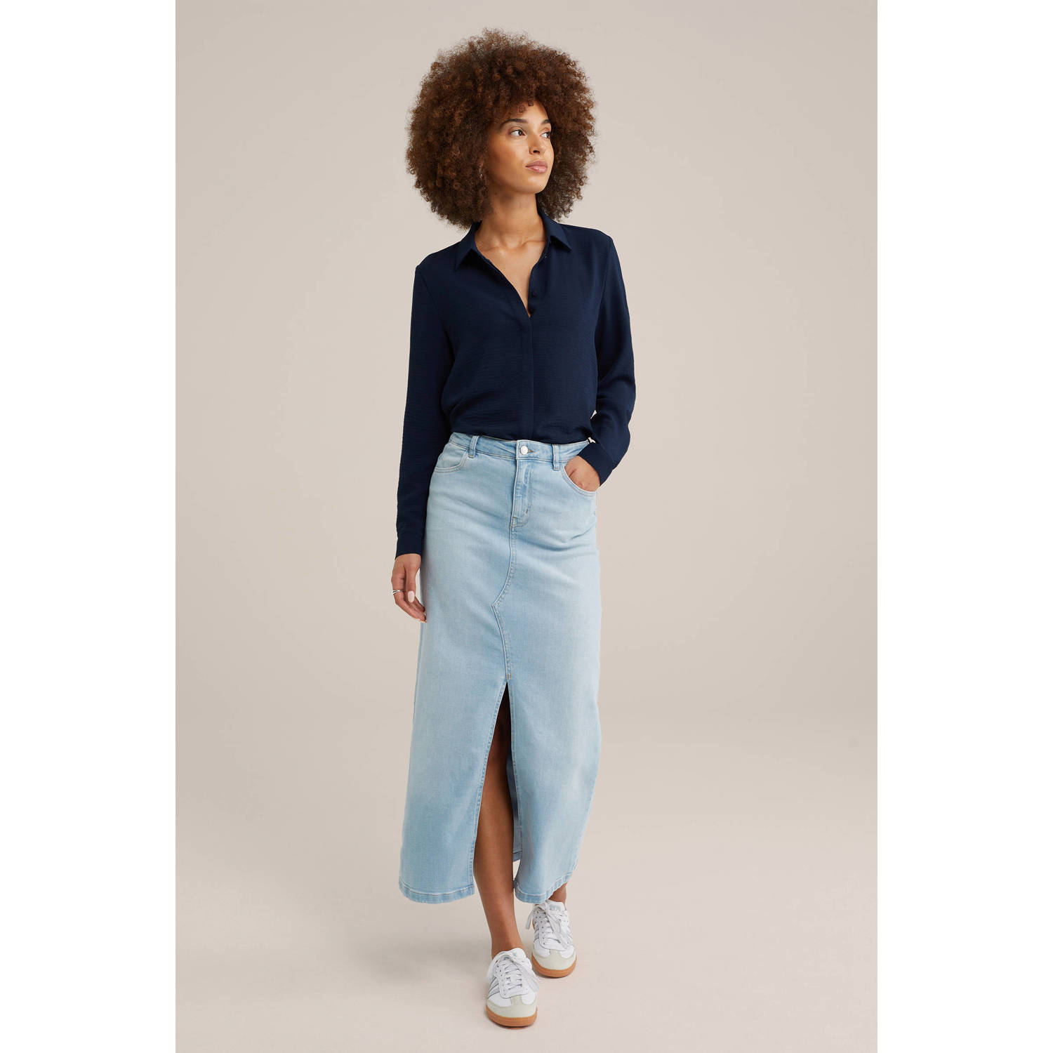 WE Fashion blouse donkerblauw