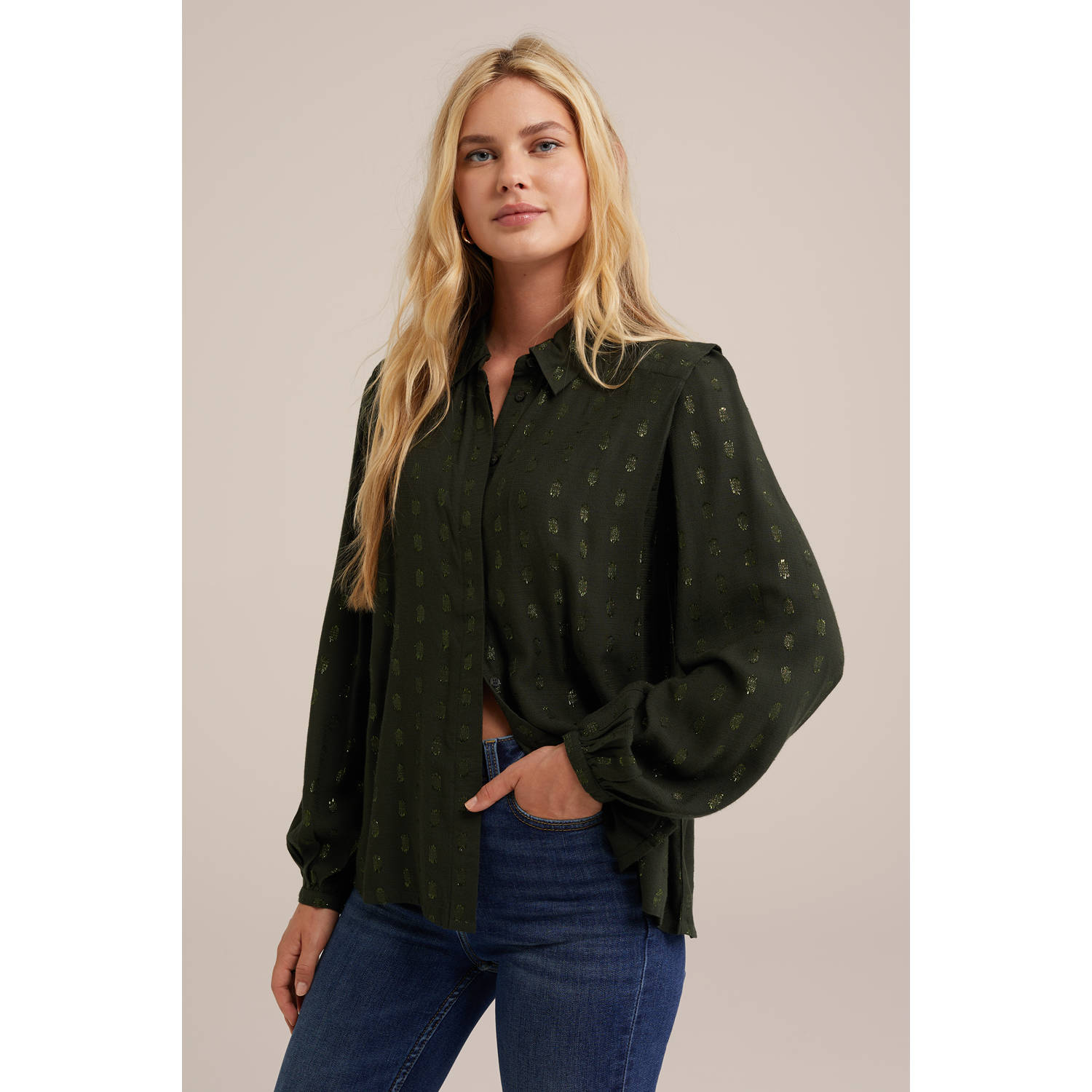 WE Fashion blouse donkergroen