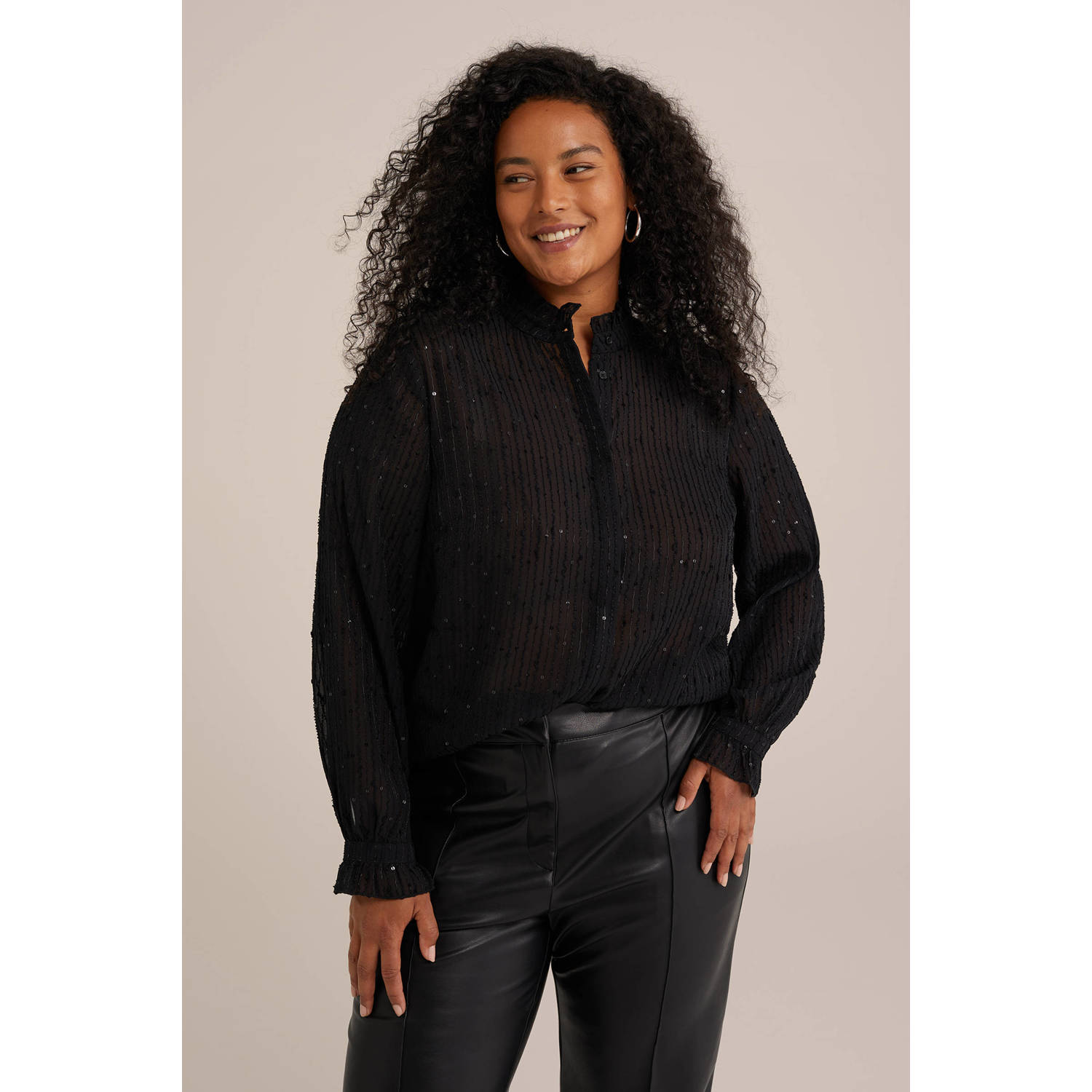 WE Fashion Curve blouse zwart