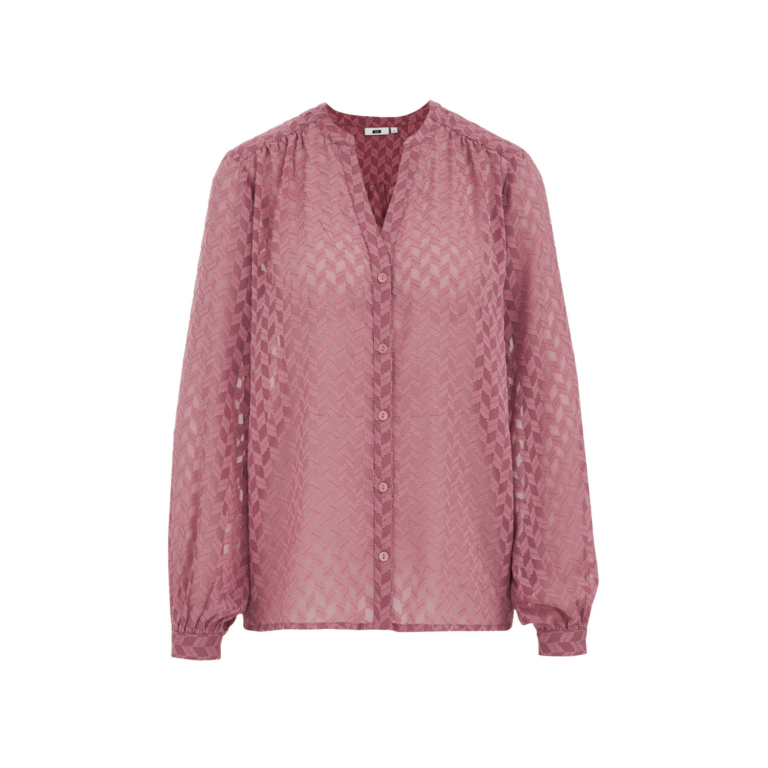 WE Fashion semi-transparante blouse met all over print roze