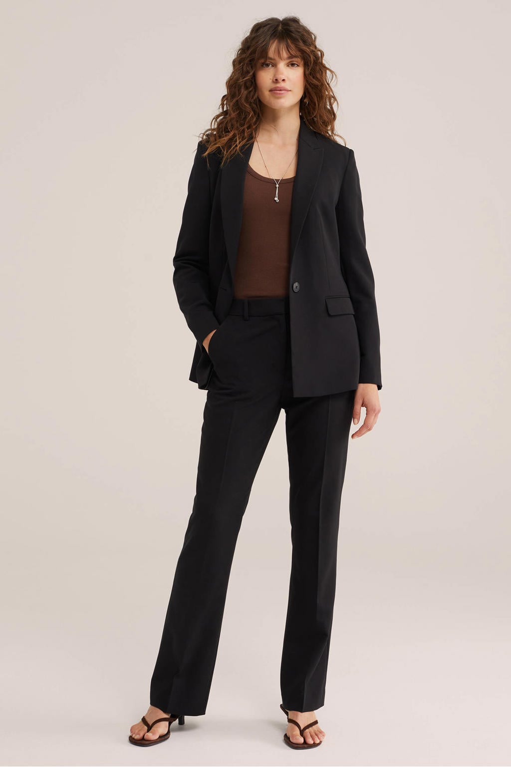 WE Fashion flared regular waist pantalon zwart