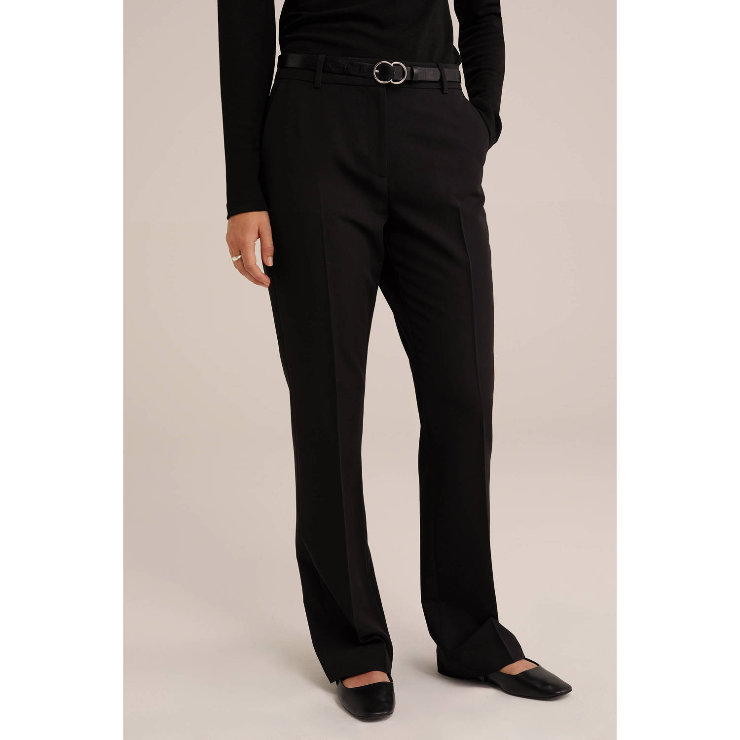 WE Fashion flared regular waist pantalon zwart