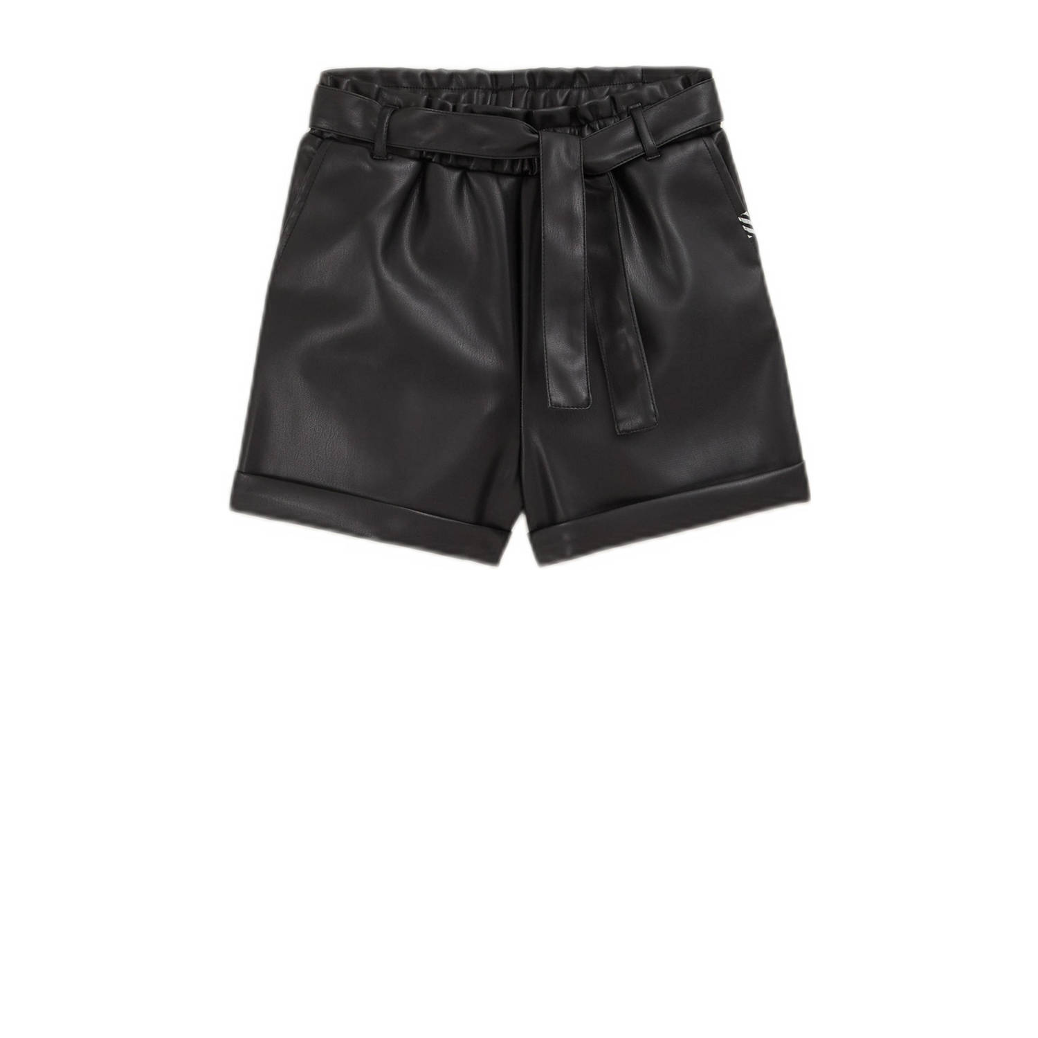WE Fashion imitatieleren casual short zwart