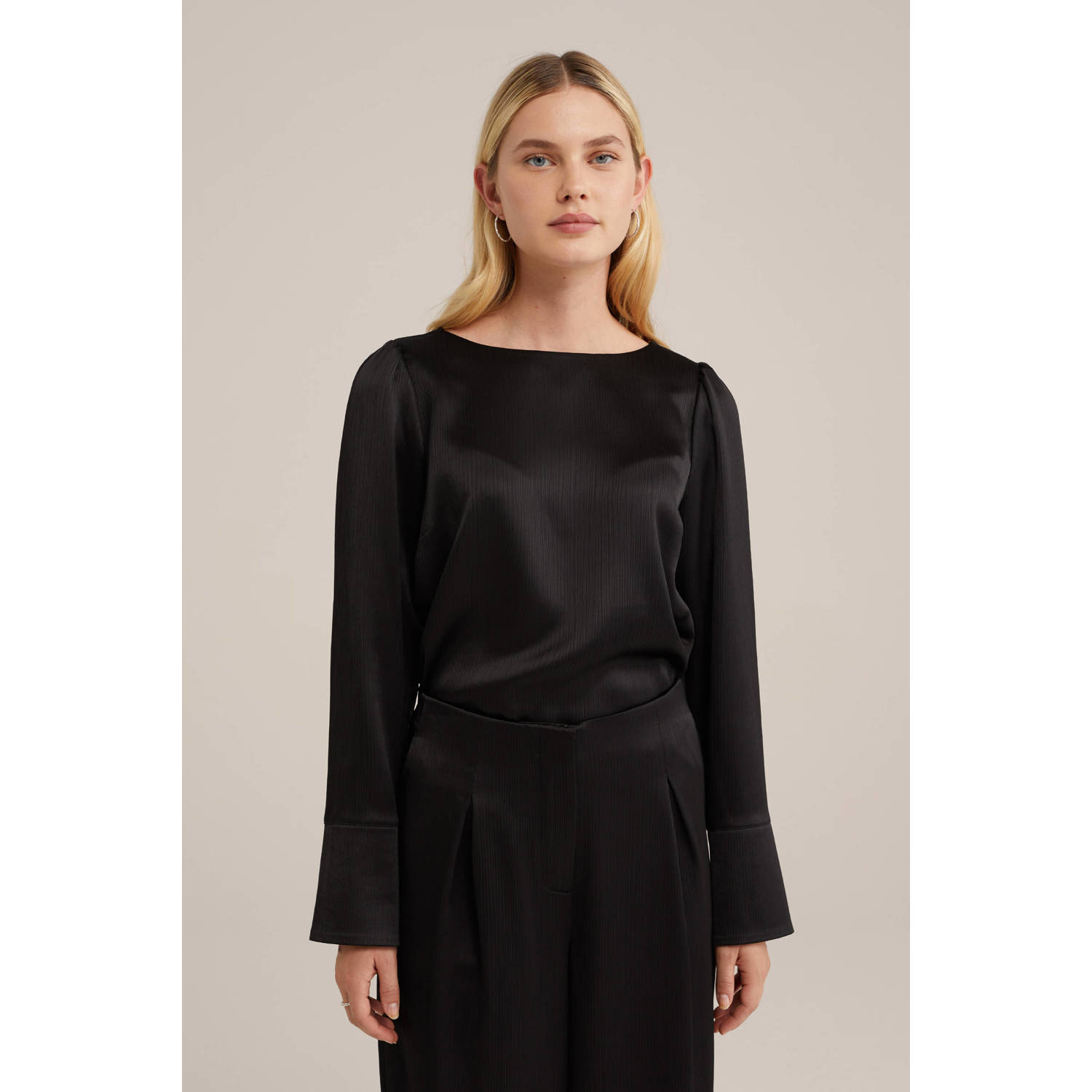 WE Fashion satijnen top zwart