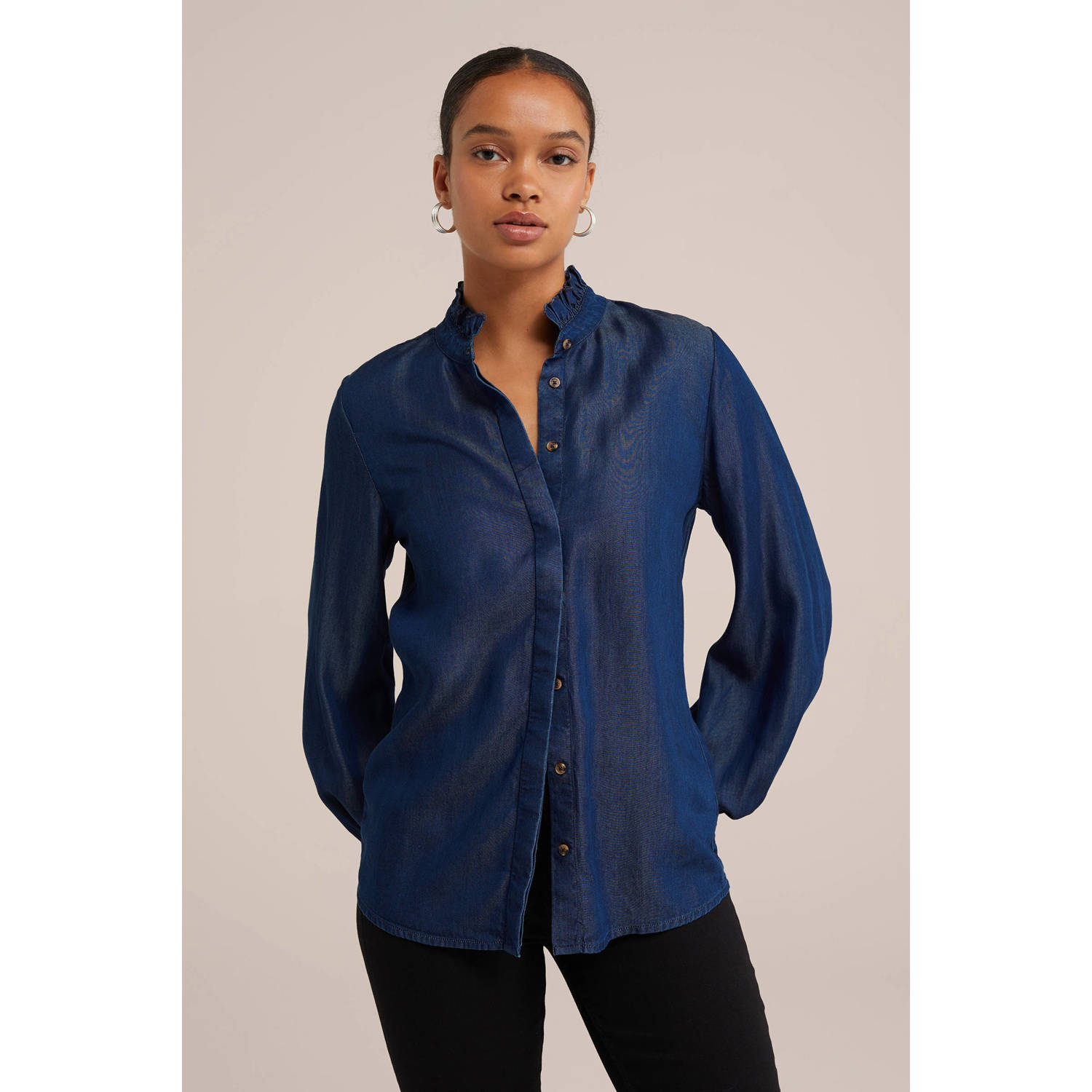 WE Fashion Blue Ridge blouse donkerblauw