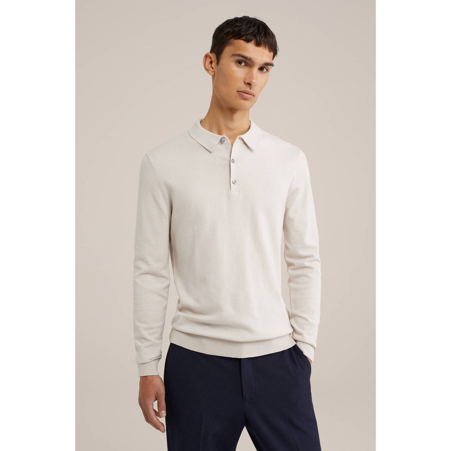 WE Fashion WE Fundamentals gebreide polo Morning Dust