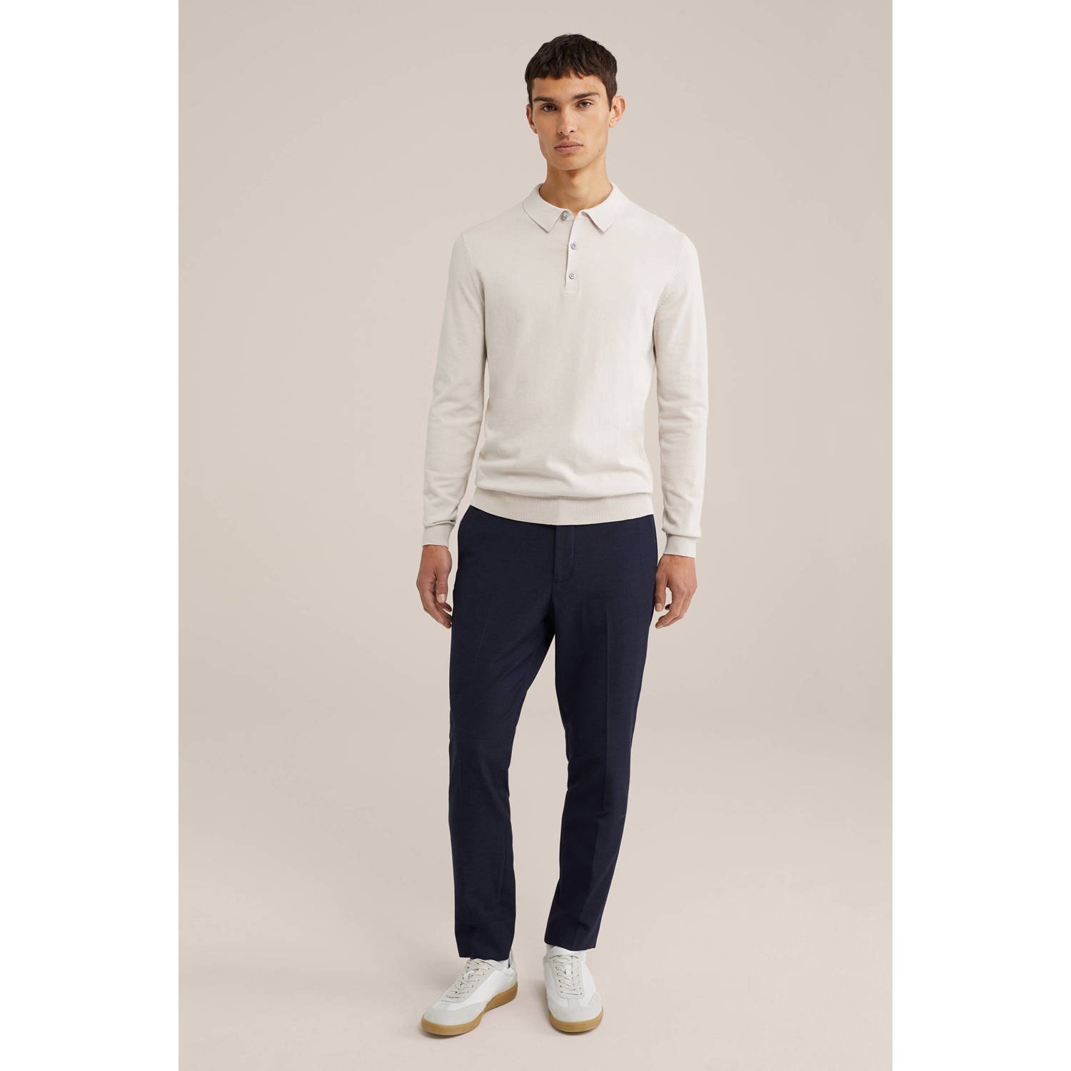 WE Fashion WE Fundamentals regular polo gebreid ecru