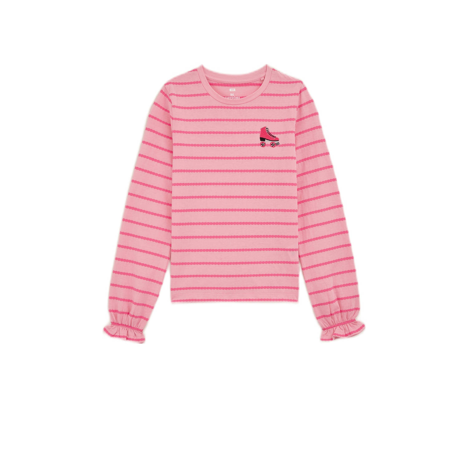 WE Fashion gestreepte longsleeve roze rood
