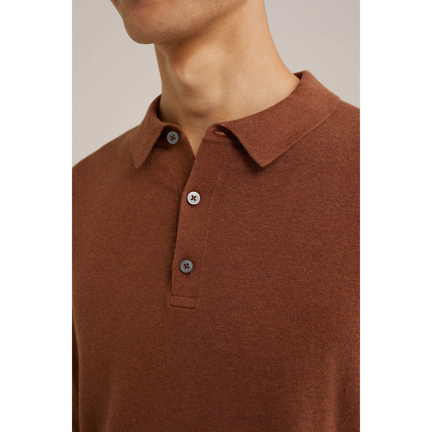 WE Fashion WE Fundamentals regular polo gebreid donkerbruin