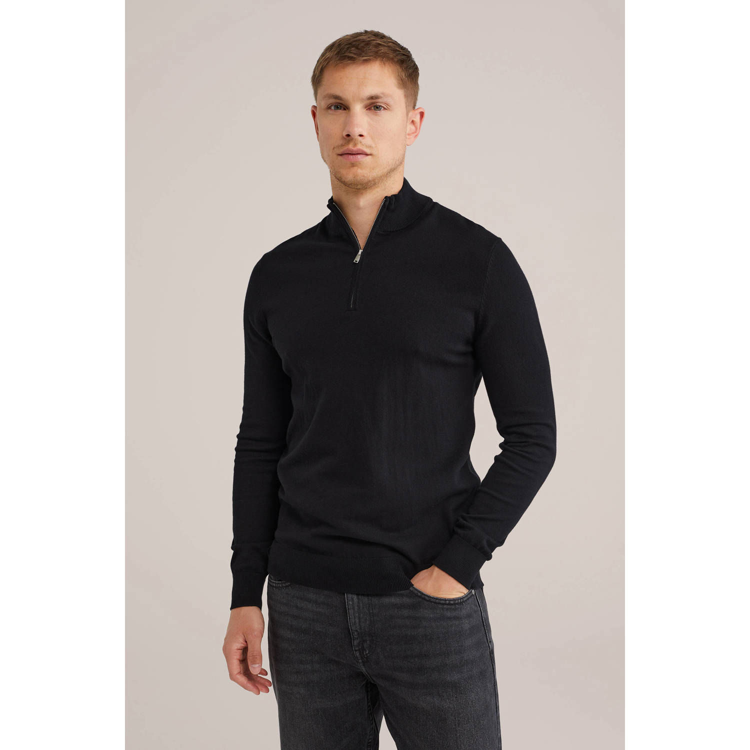 WE Fashion gebreide trui zwart